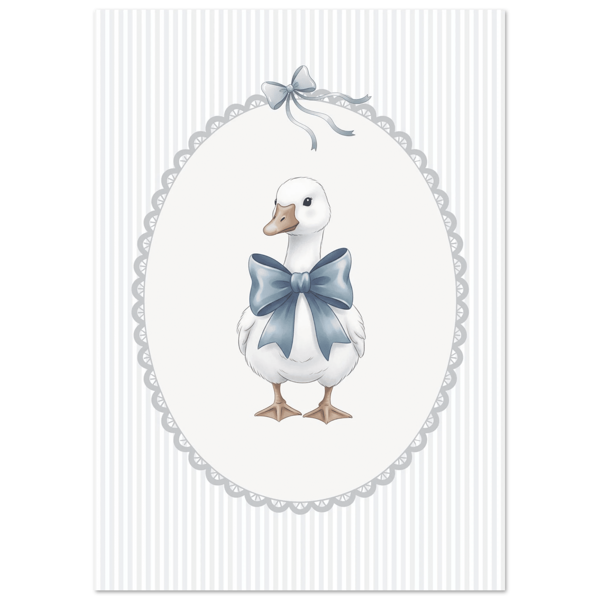Blue Bow Duck Nursery Poster – Sweet Baby Room Wall Art Print - Evergreen Posters