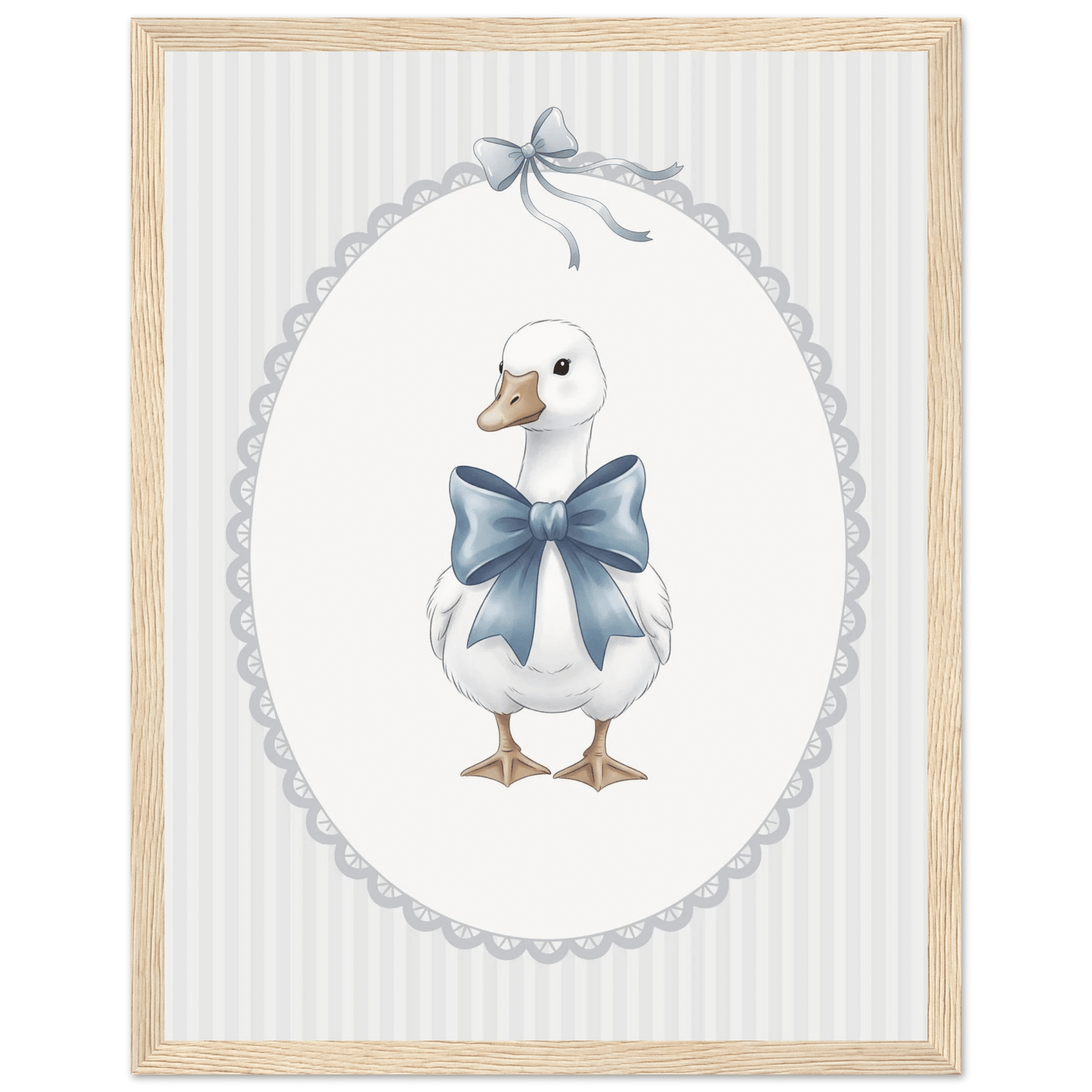 Blue Bow Duck Nursery Poster – Sweet Baby Room Wall Art Print - Evergreen Posters