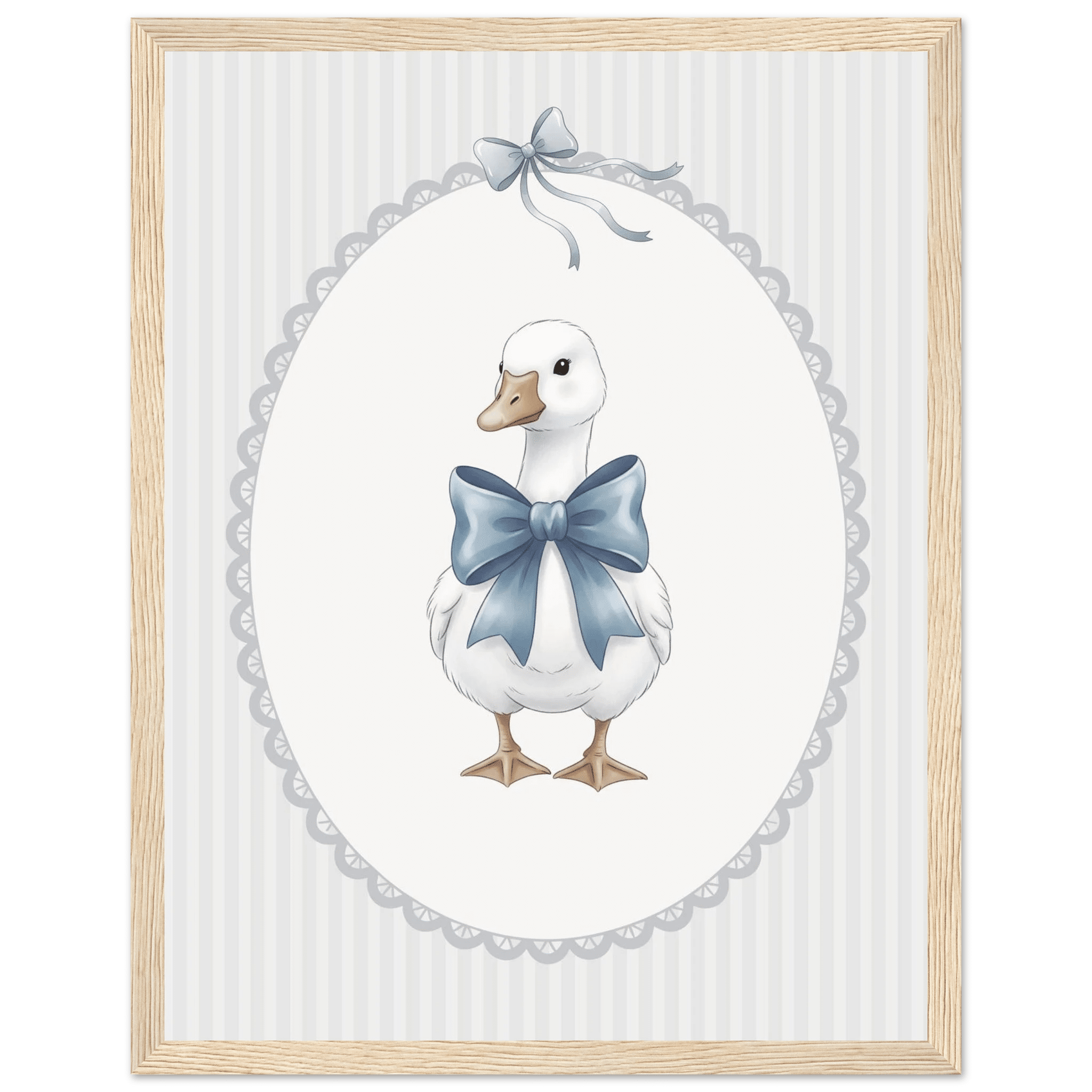 Blue Bow Duck Nursery Poster – Sweet Baby Room Wall Art Print - Evergreen Posters