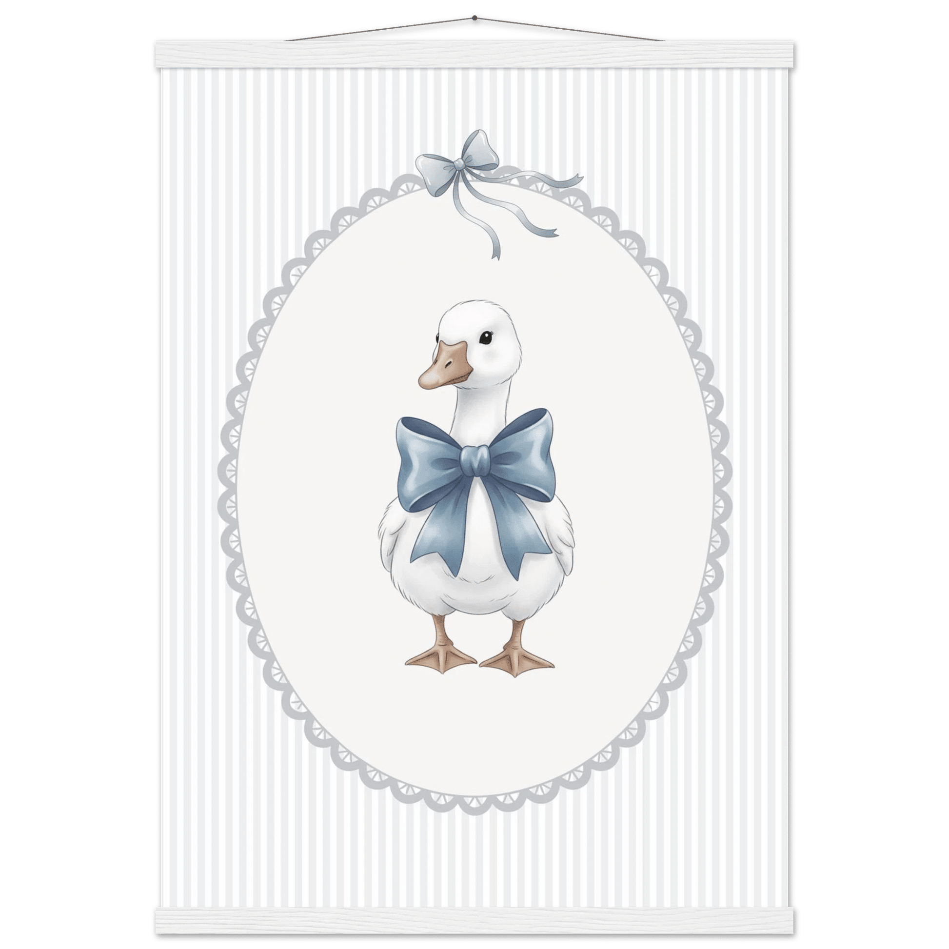Blue Bow Duck Nursery Poster – Sweet Baby Room Wall Art Print - Evergreen Posters