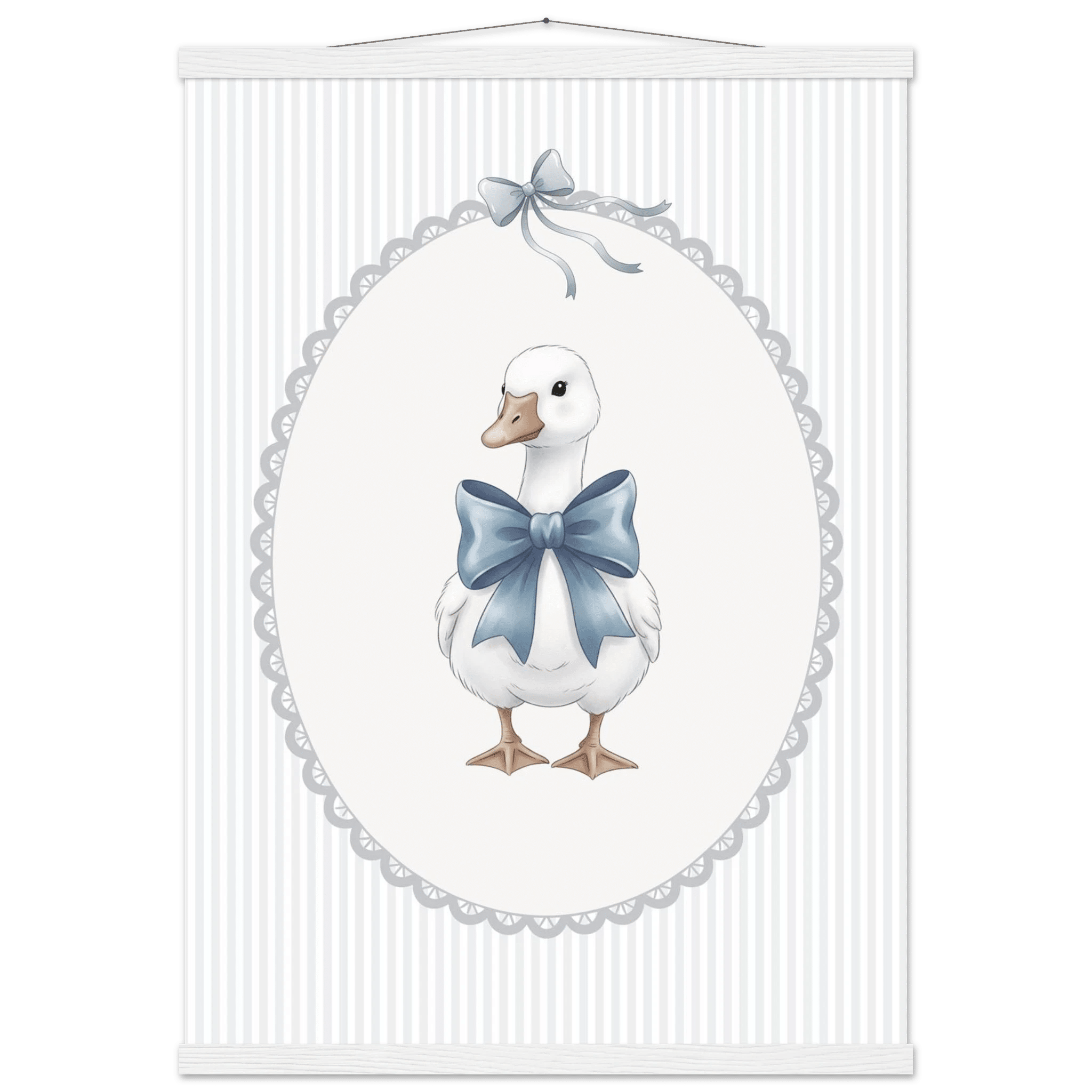 Blue Bow Duck Nursery Poster – Sweet Baby Room Wall Art Print - Evergreen Posters