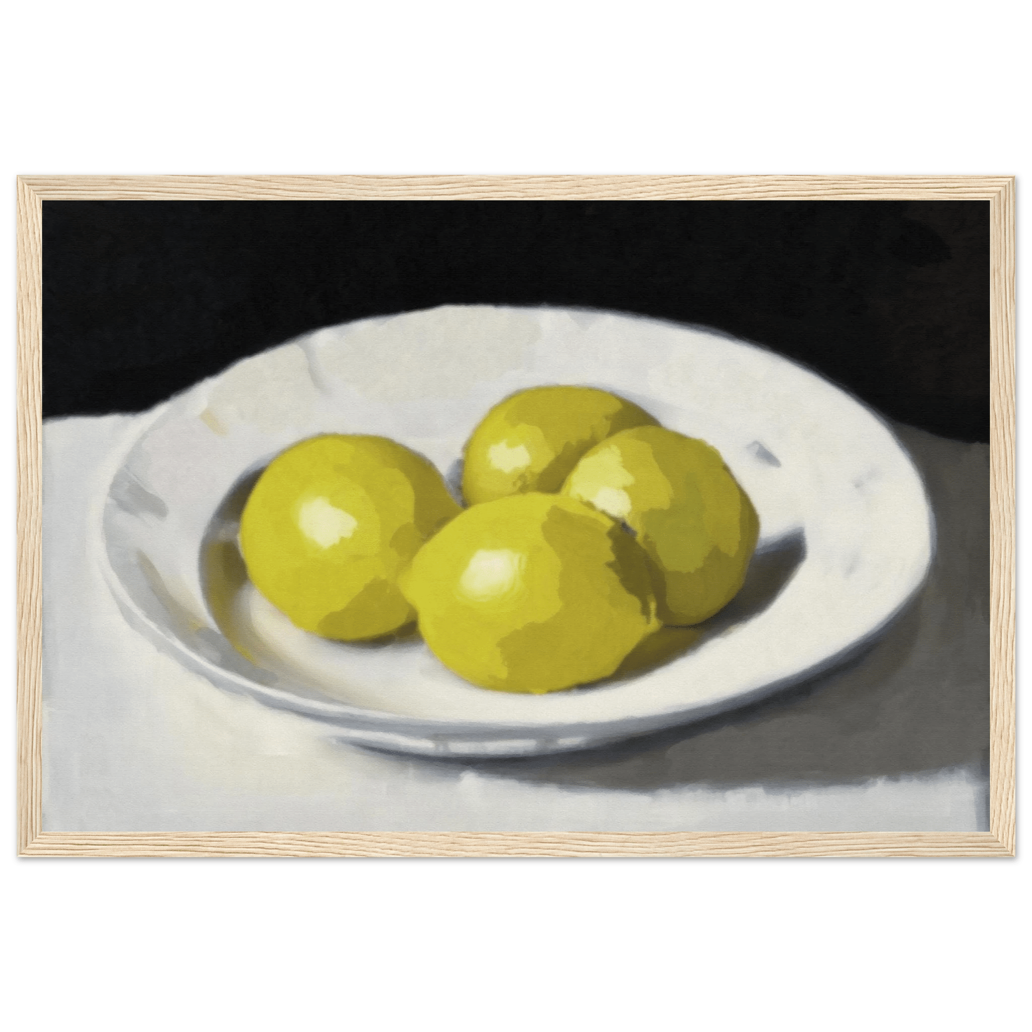 Lemons Print | Three Lemons Oil Painting Wall Art | Kitchen Still Life Poster - Evergreen Posters