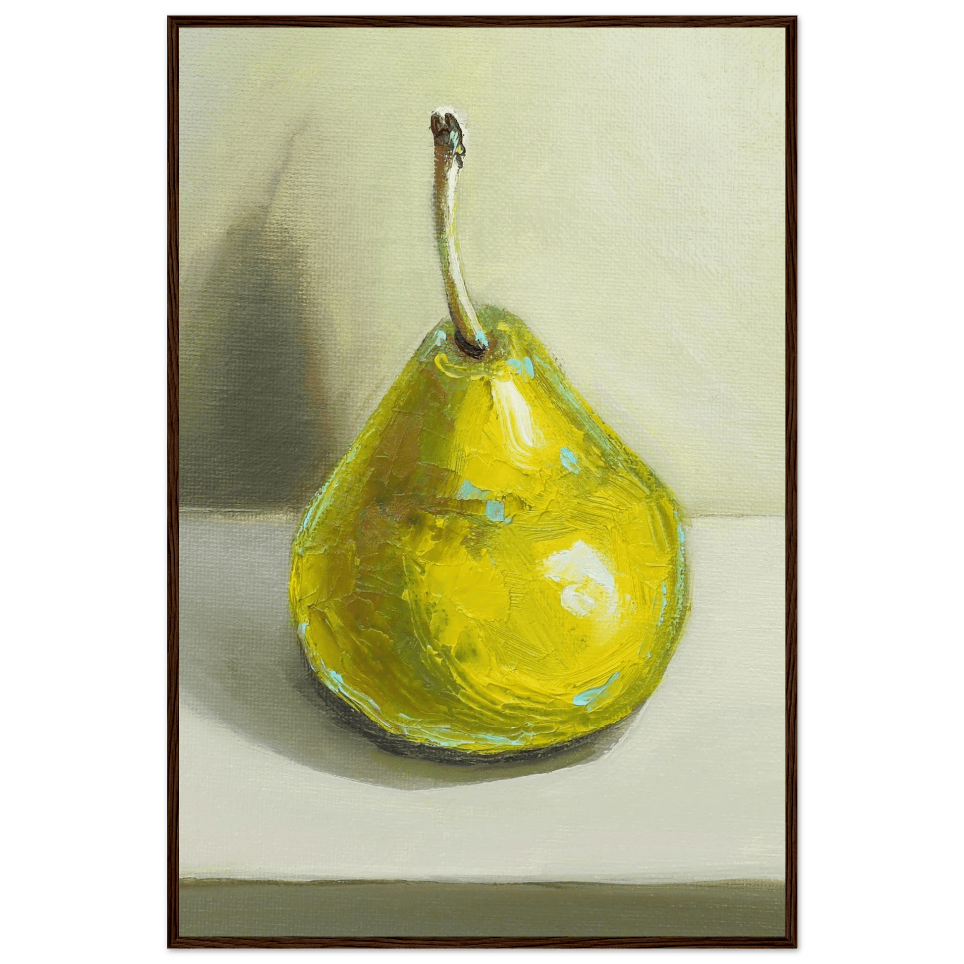 Pear Print | Green Pear Oil Painting Wall Art | Kitchen Poster - Evergreen Posters
