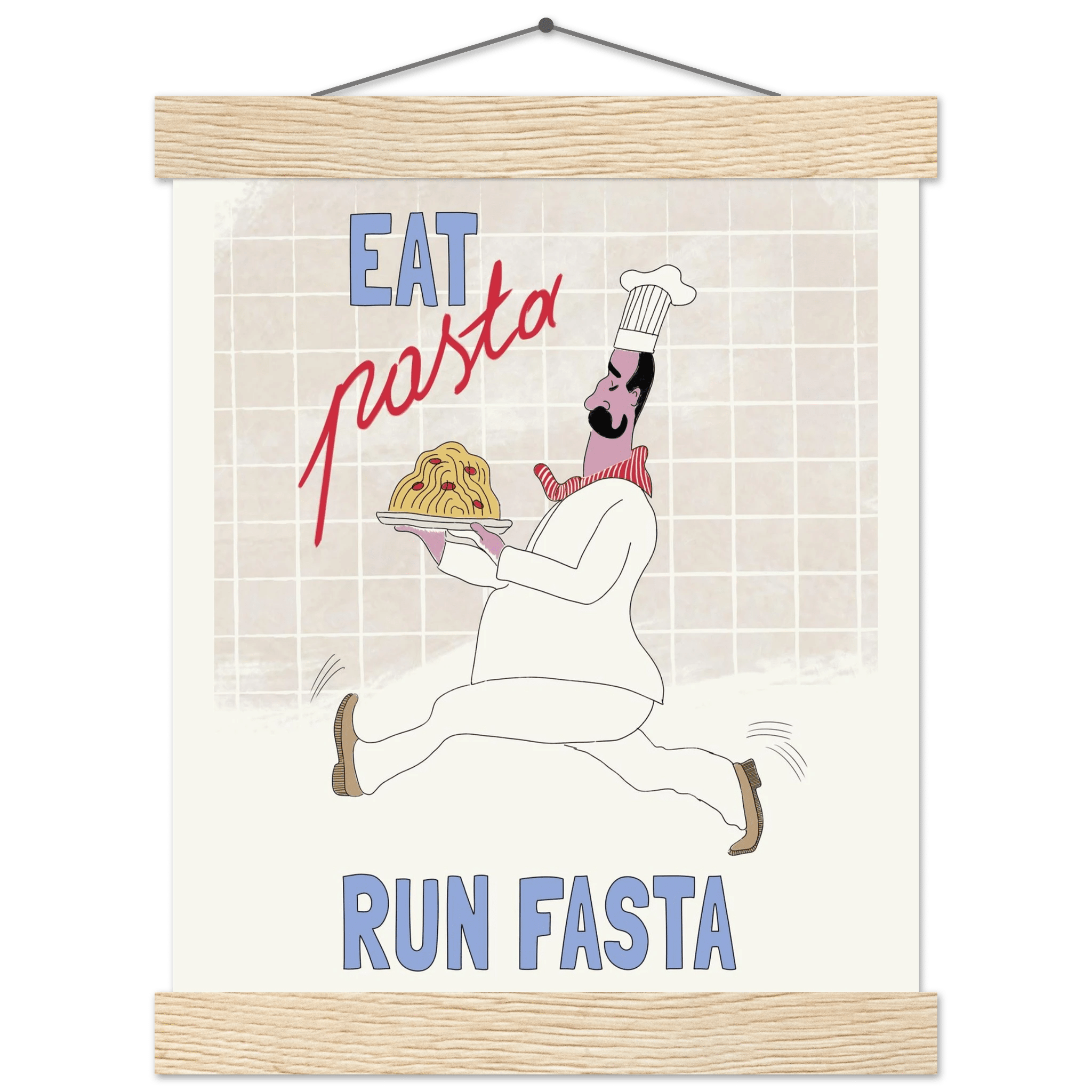 Eat Pasta Run Fasta Poster – Fun Kitchen Wall Art Print (Digital & Printed Options) - Evergreen Posters