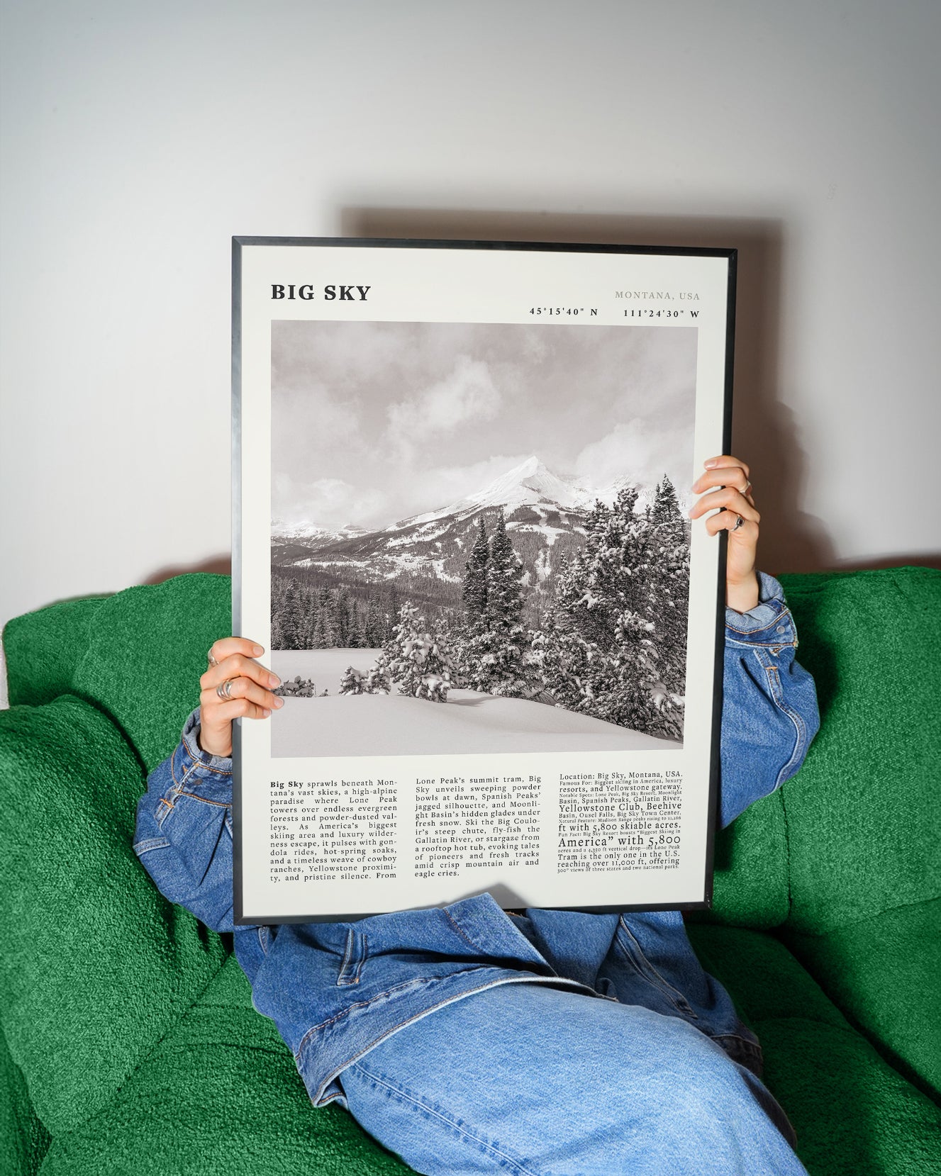 Big Sky Montana Poster Black and White – Vintage Lone Peak Ski Resort Print (Digital & Printed Options) - Evergreen Posters