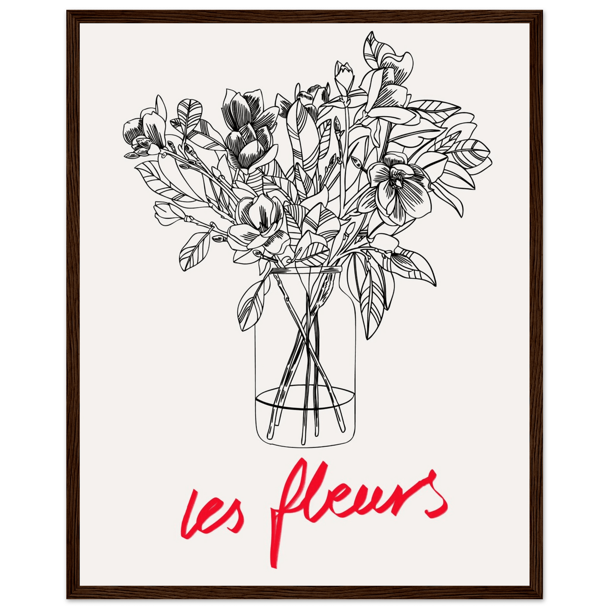 Les Fleurs Botanical Poster | French Flower Line Art Print | Minimalist Floral Wall Decor - Evergreen Posters