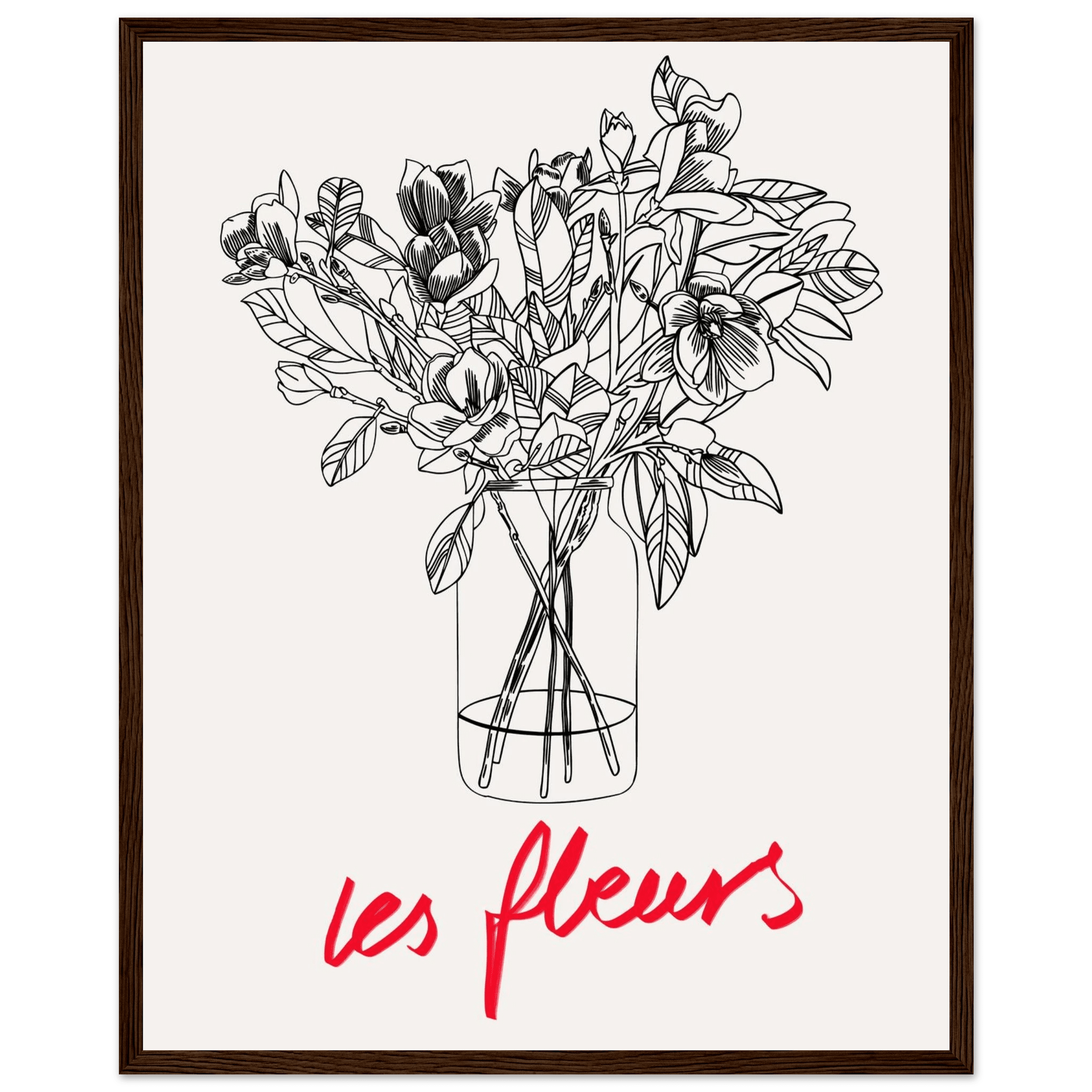 Les Fleurs Botanical Poster | French Flower Line Art Print | Minimalist Floral Wall Decor - Evergreen Posters