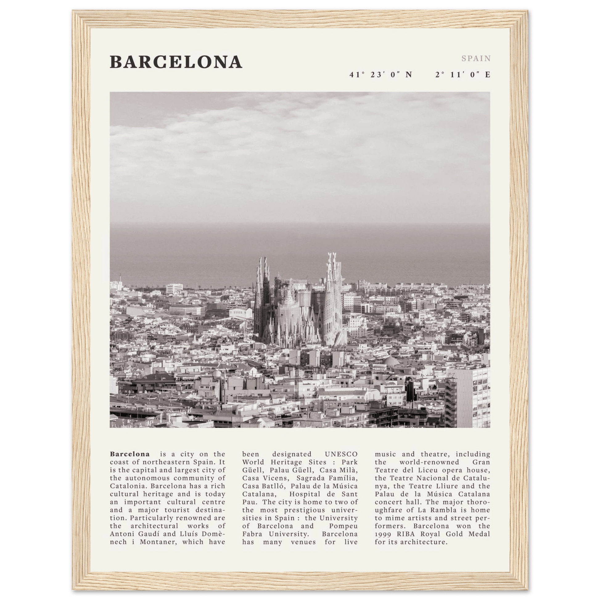 Barcelona Poster | Black & White Sagrada Familia Wall Art | Spain Travel Print - Evergreen Posters