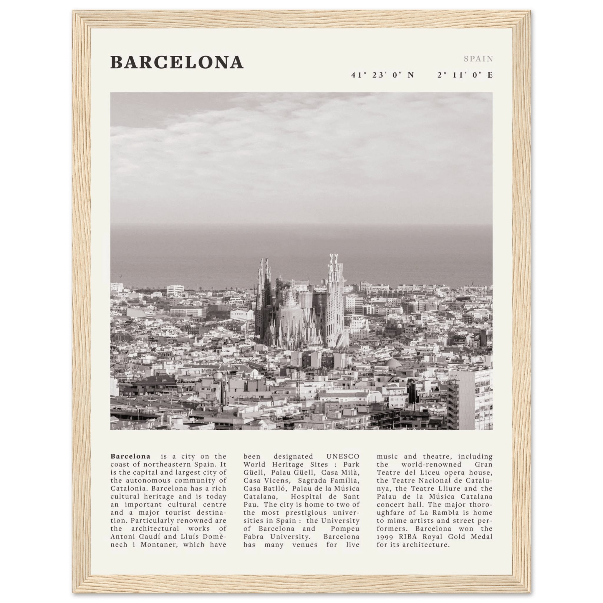 Barcelona Poster | Black & White Sagrada Familia Wall Art | Spain Travel Print - Evergreen Posters