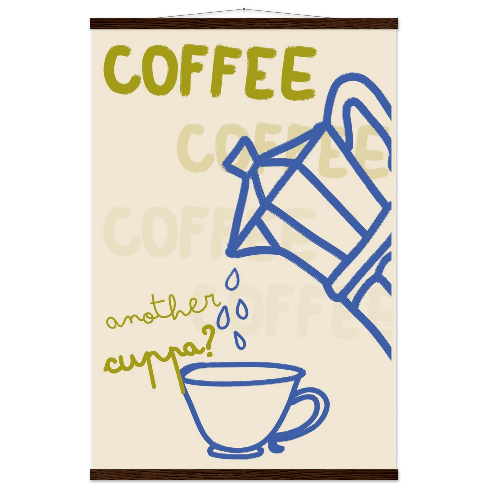 Coffee Print | Another Cuppa Moka Pot Wall Art | Kitchen Coffee Poster - Evergreen Posters