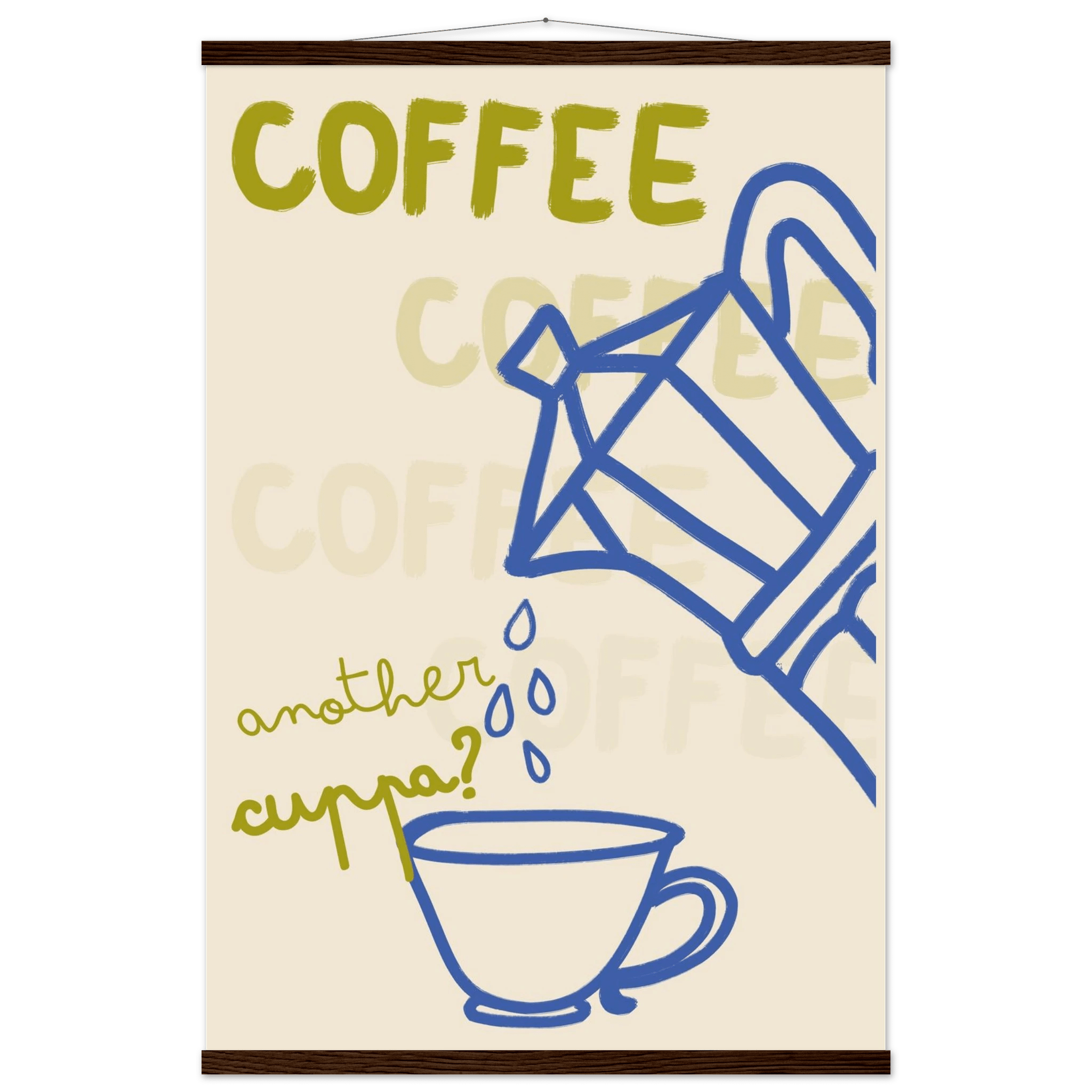 Coffee Print | Another Cuppa Moka Pot Wall Art | Kitchen Coffee Poster - Evergreen Posters