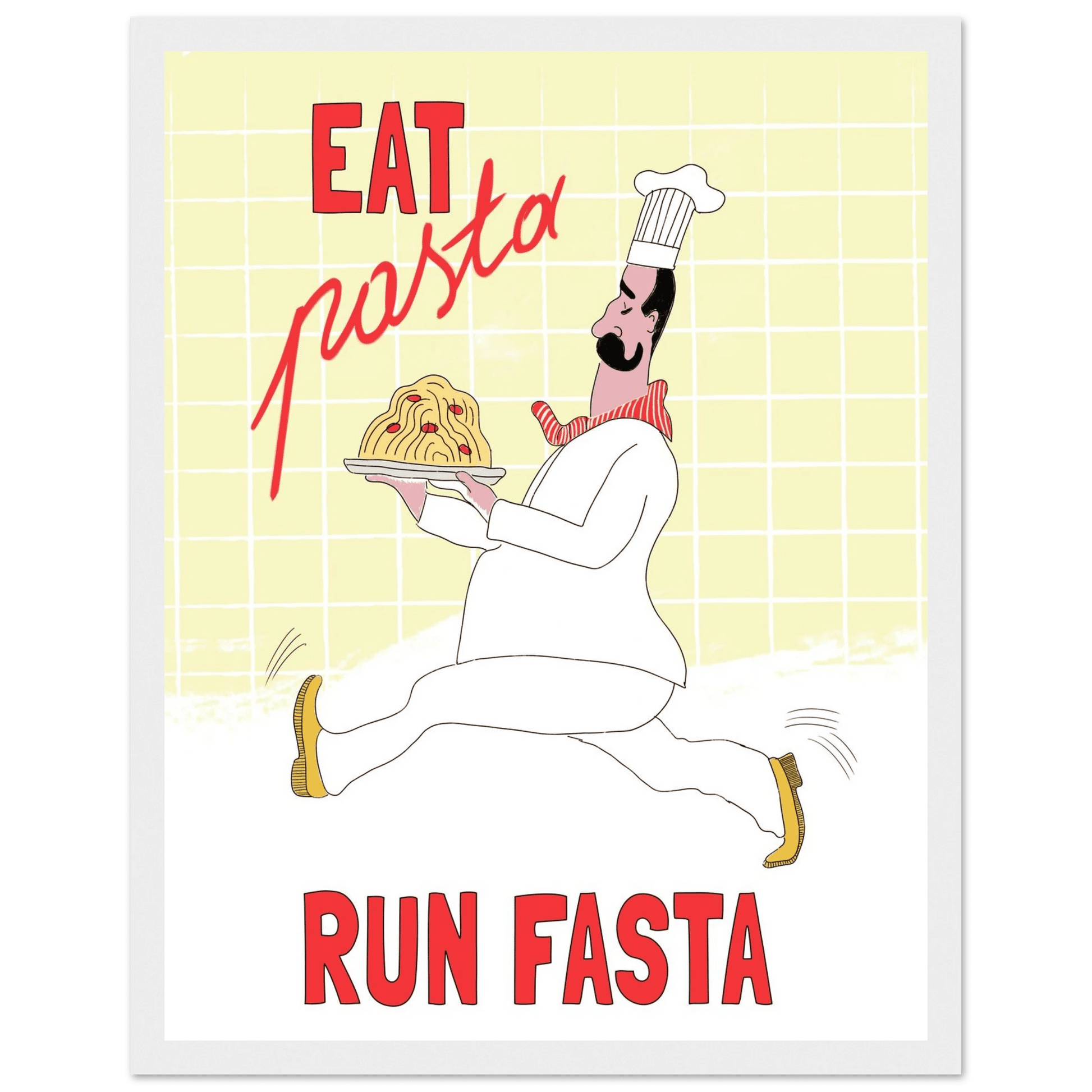 Eat Pasta Run Fasta Poster – Playful Kitchen Wall Art Print (Digital & Printed Options) - Evergreen Posters