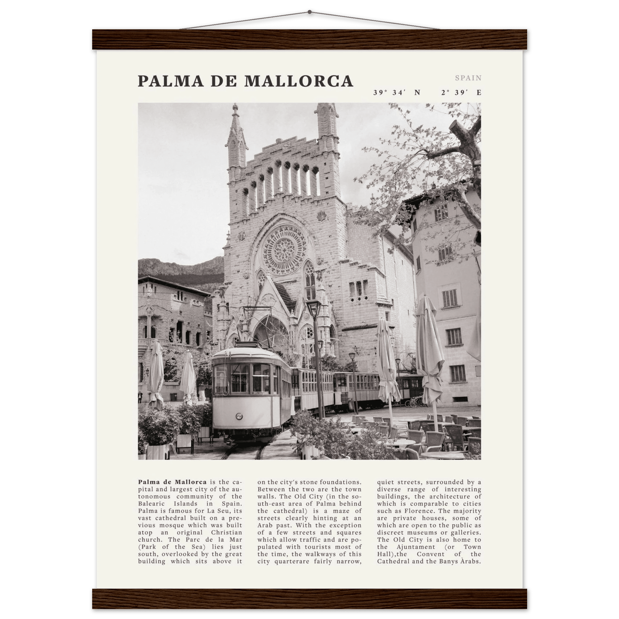 Palma de Mallorca Poster | Black & White Spain Wall Art | Travel Print | Mediterranean Decor - Evergreen Posters