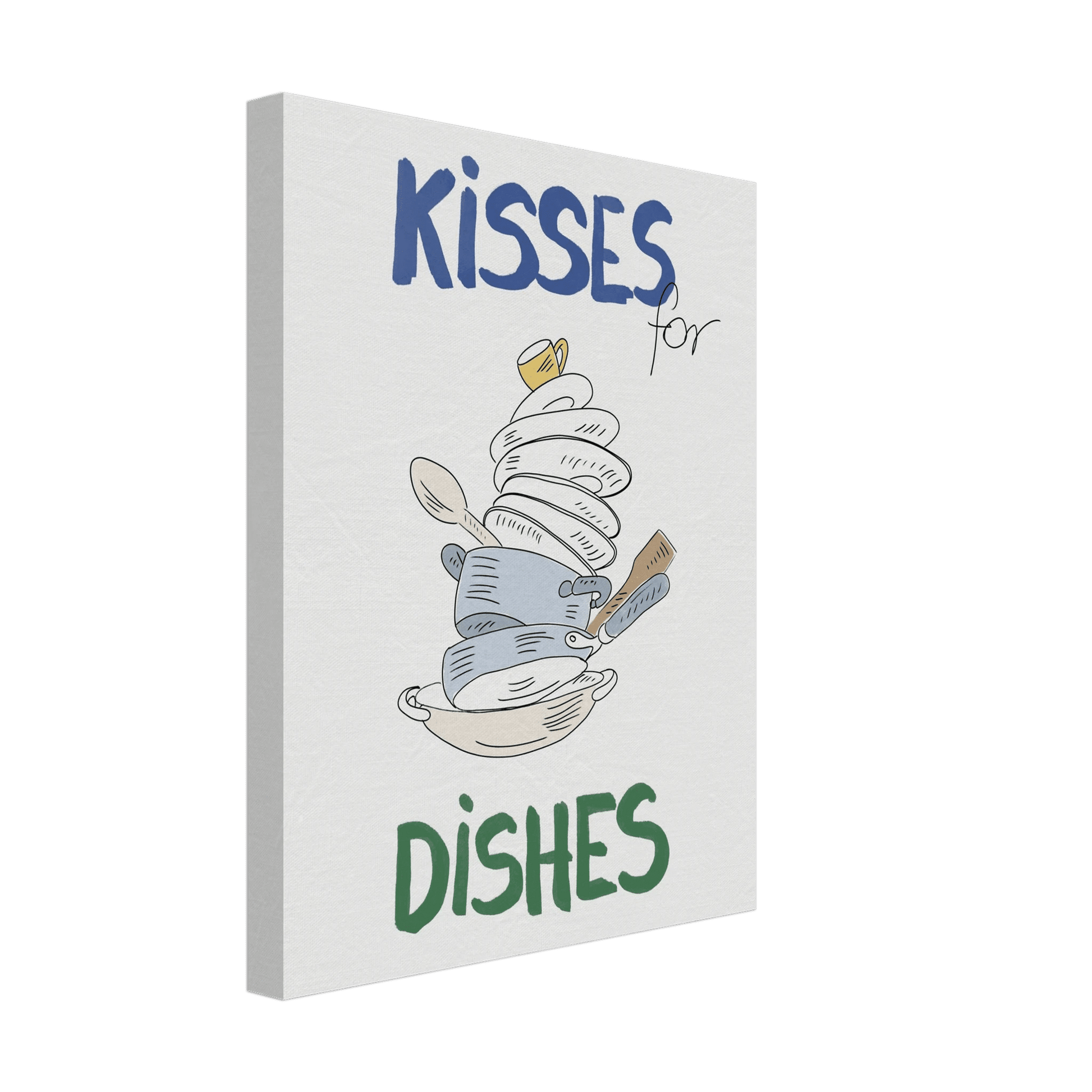 Kisses for Dishes Poster – Funny Kitchen Wall Art Print (Digital & Printed Options) - Evergreen Posters
