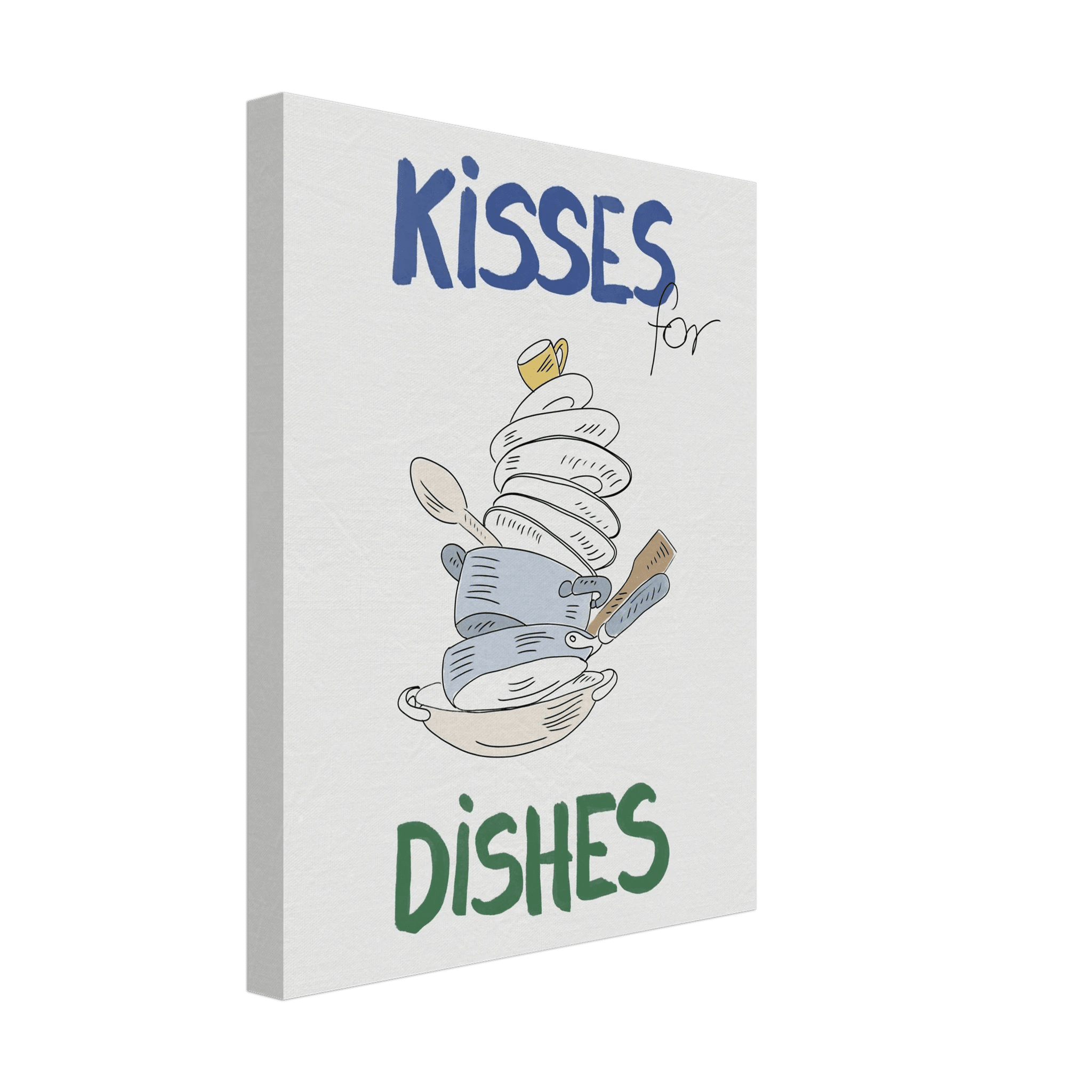 Kisses for Dishes Poster – Funny Kitchen Wall Art Print (Digital & Printed Options) - Evergreen Posters