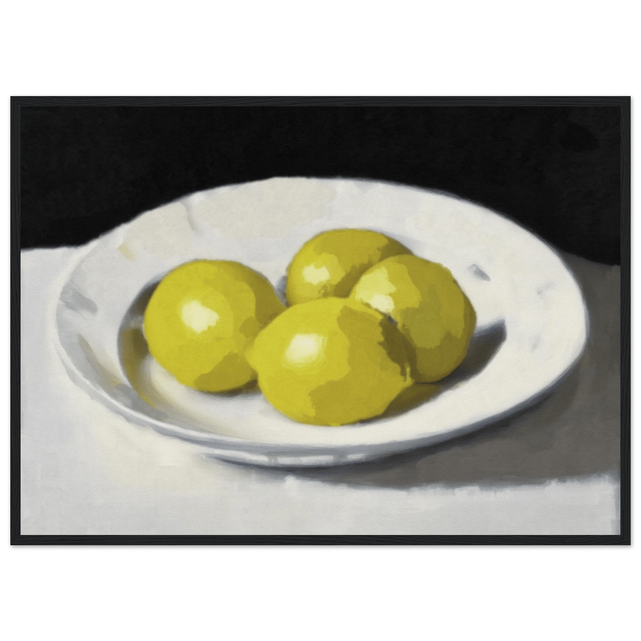 Lemons Print | Three Lemons Oil Painting Wall Art | Kitchen Still Life Poster - Evergreen Posters