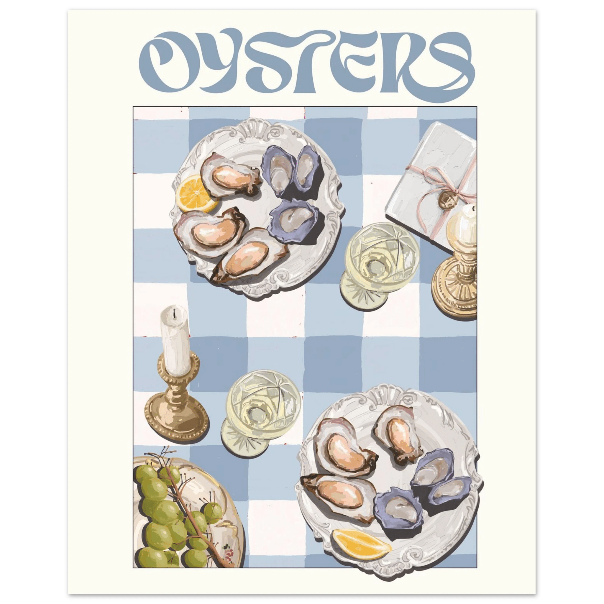 Oysters Poster – Playful Seafood Kitchen Wall Art Print (Digital & Printed Options) - Evergreen Posters