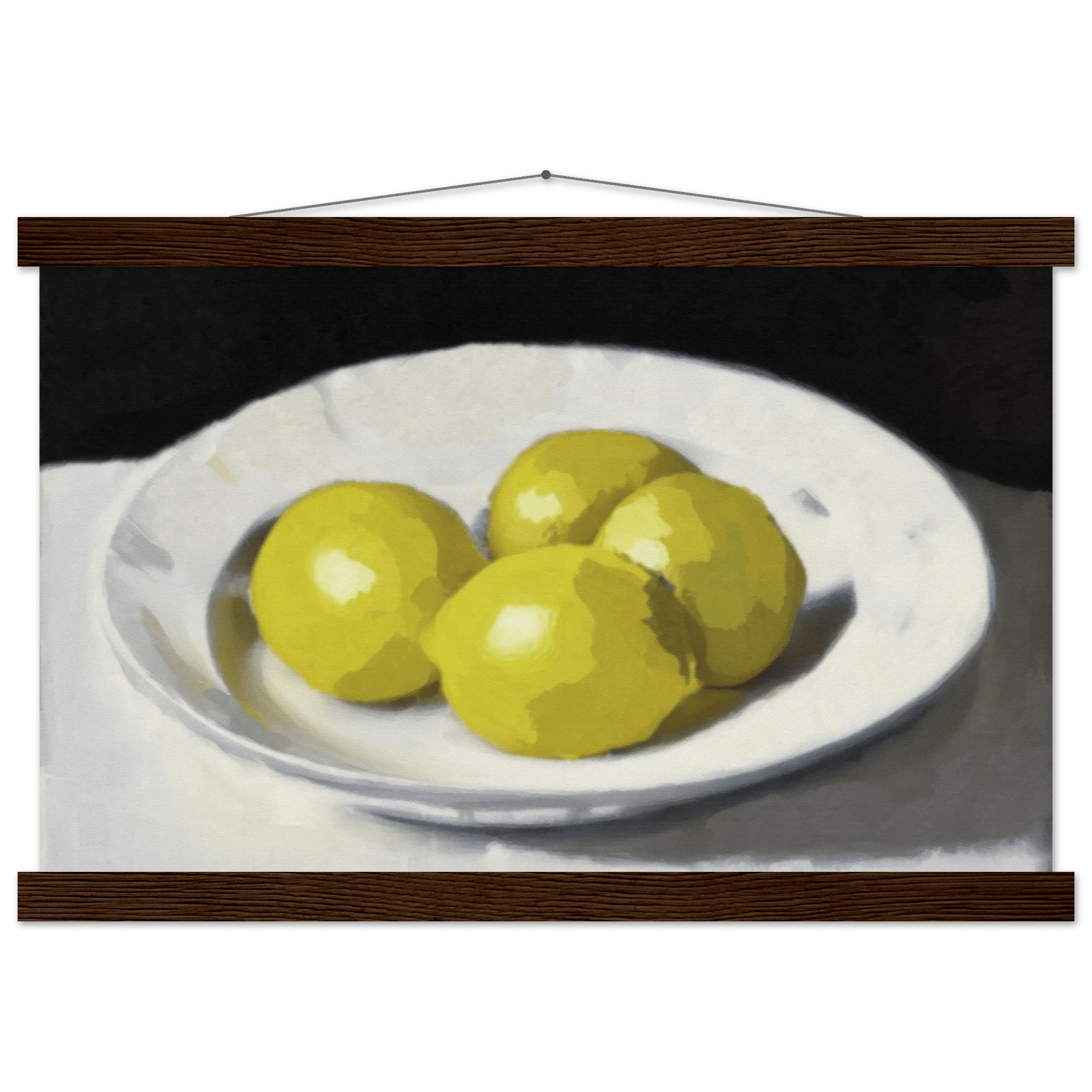 Lemons Print | Three Lemons Oil Painting Wall Art | Kitchen Still Life Poster - Evergreen Posters