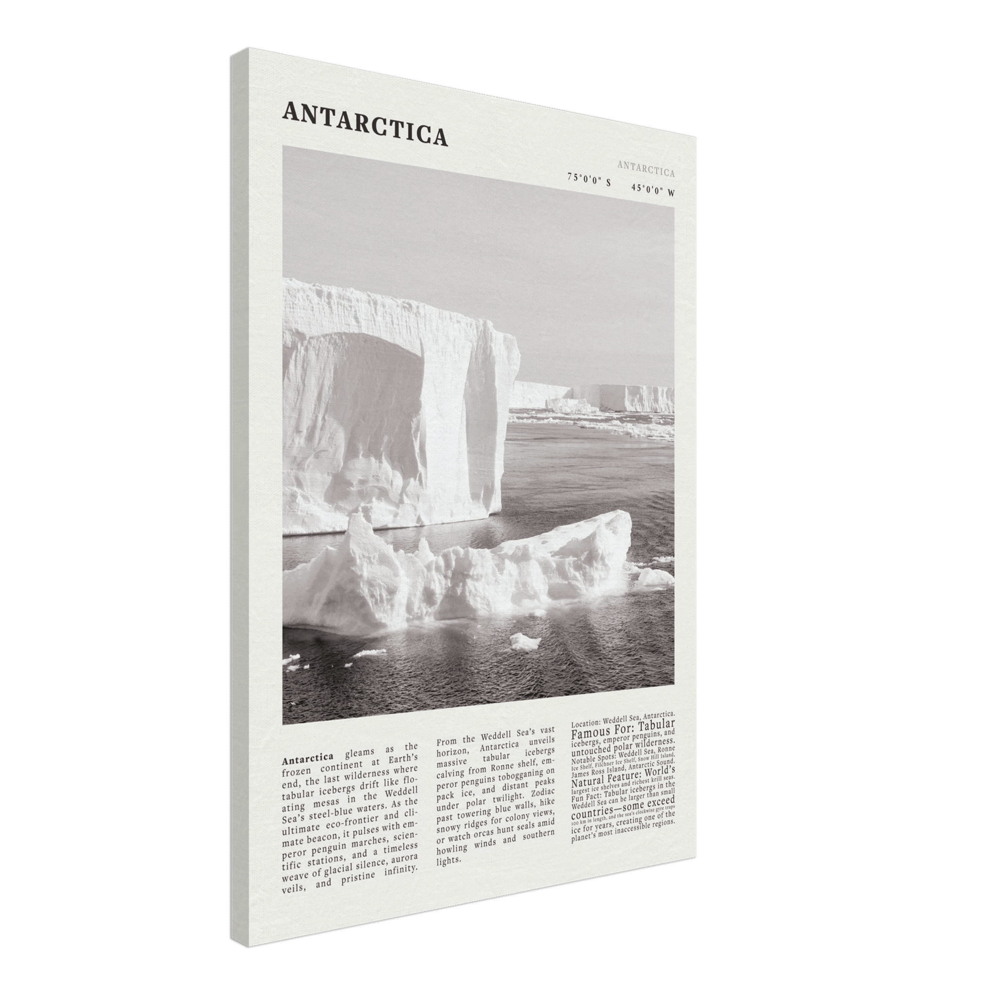 Antarctica Poster Black and White – Vintage Weddell Sea Iceberg Print (Digital & Printed Options) - Evergreen Posters