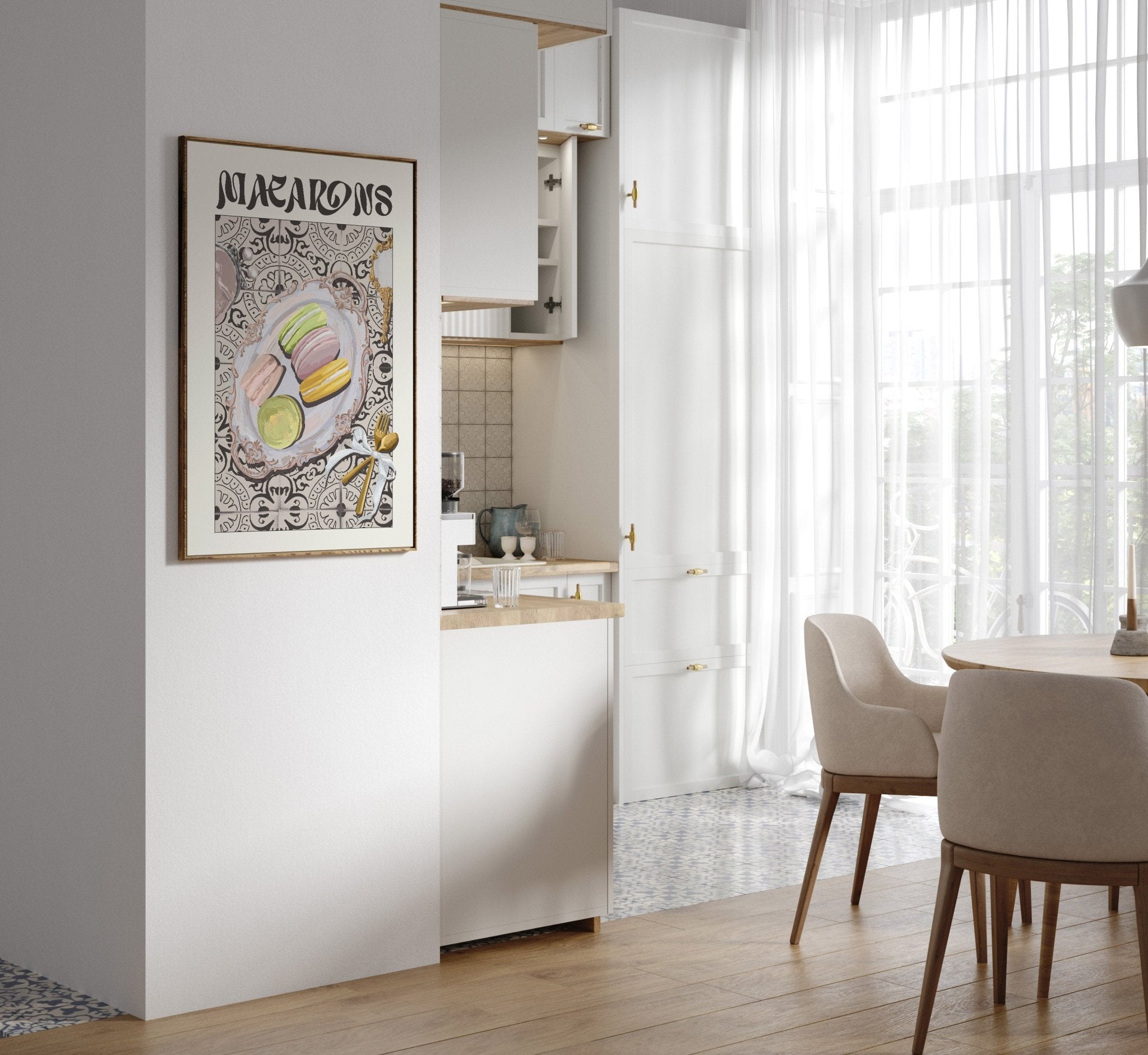 Macarons Poster – Playful French Patisserie Kitchen Wall Art Print (Digital & Printed Options) - Evergreen Posters