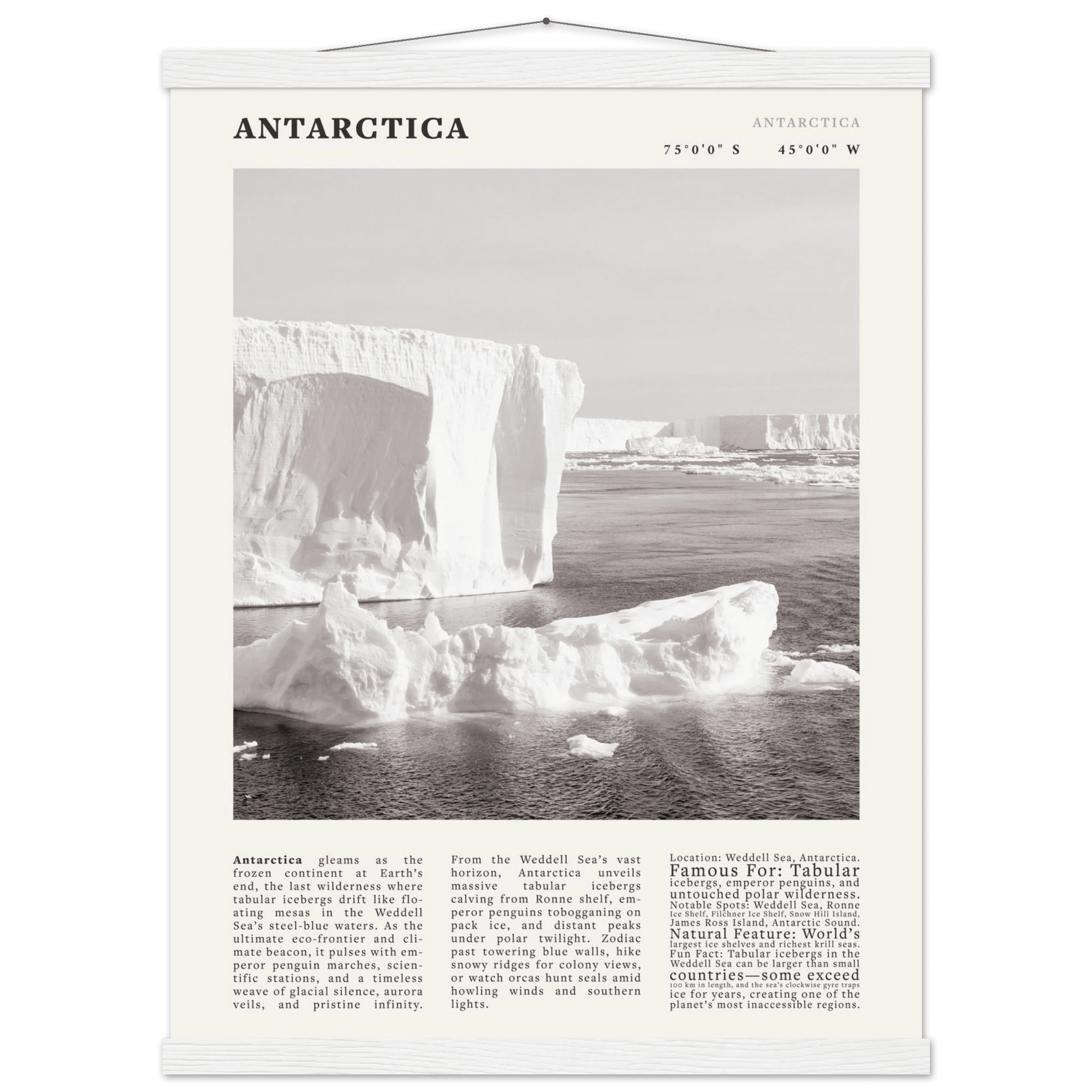 Antarctica Poster Black and White – Vintage Weddell Sea Iceberg Print (Digital & Printed Options) - Evergreen Posters