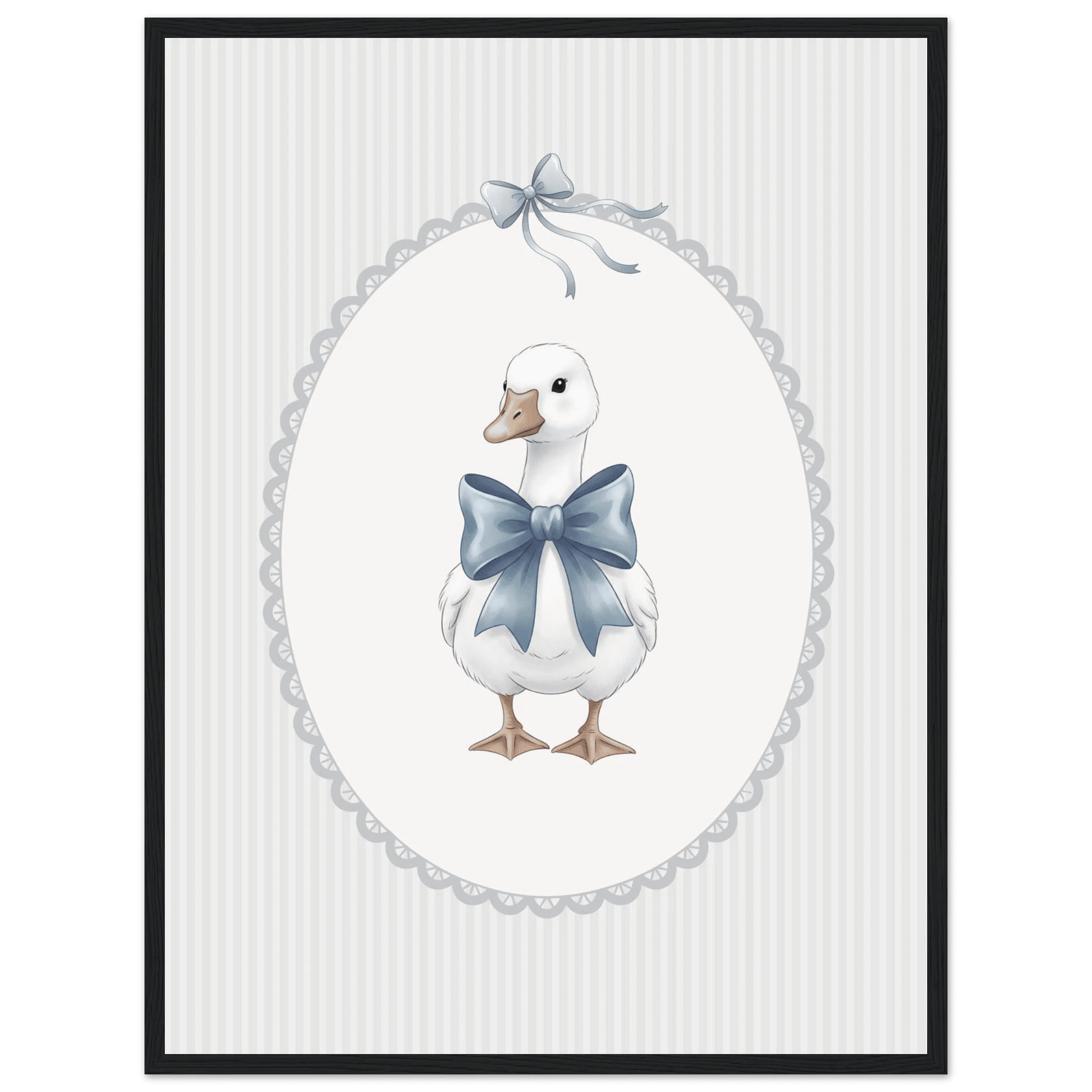 Blue Bow Duck Nursery Poster – Sweet Baby Room Wall Art Print - Evergreen Posters
