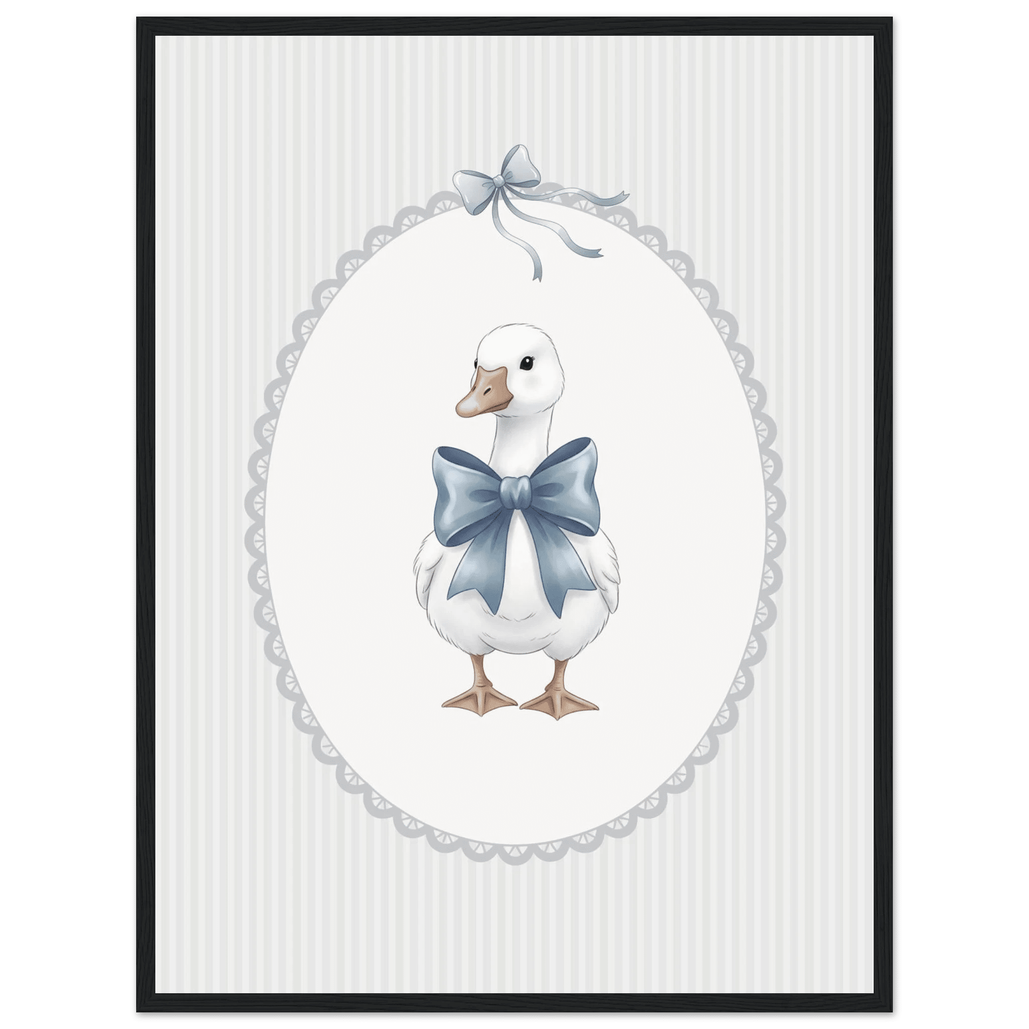 Blue Bow Duck Nursery Poster – Sweet Baby Room Wall Art Print - Evergreen Posters