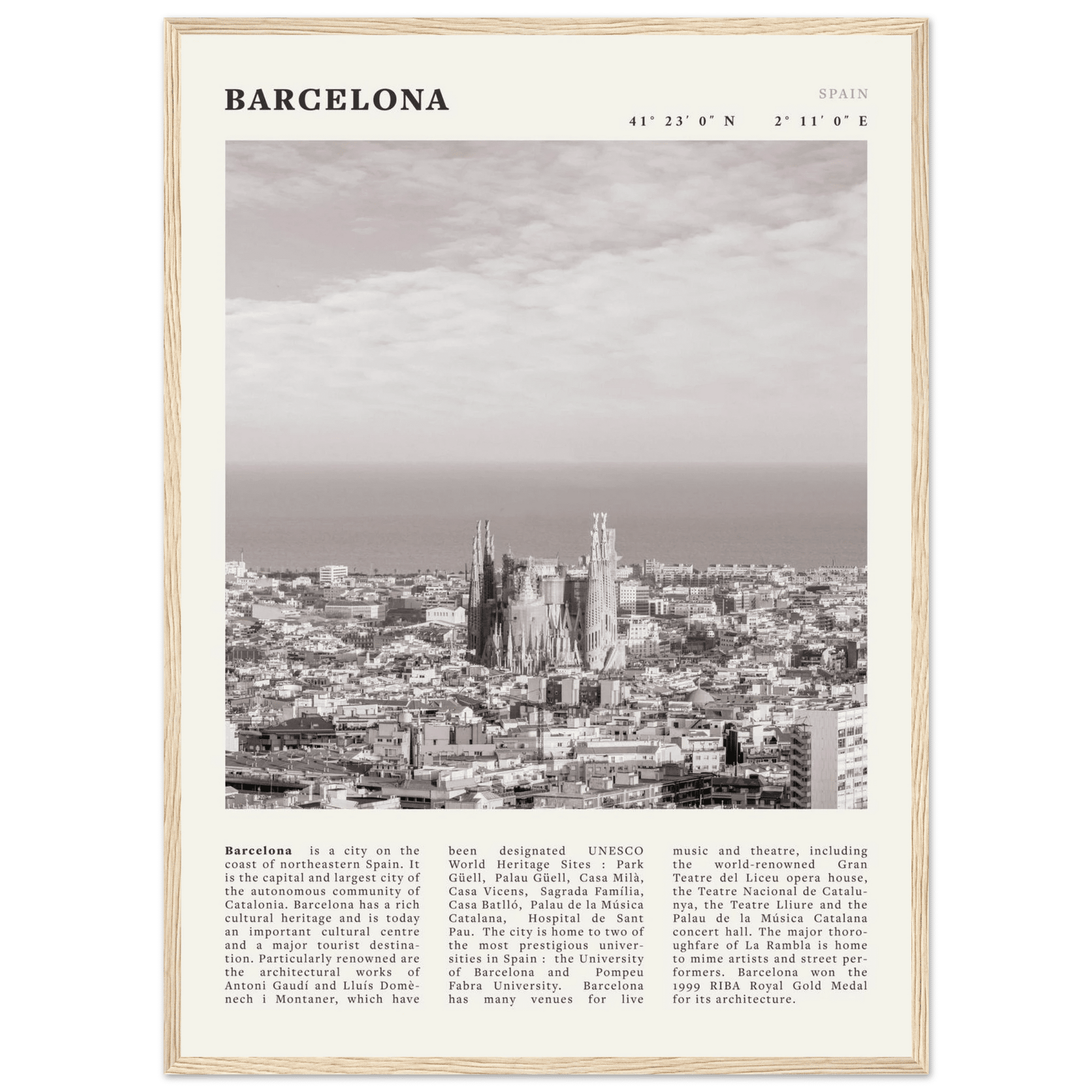 Barcelona Poster | Black & White Sagrada Familia Wall Art | Spain Travel Print - Evergreen Posters