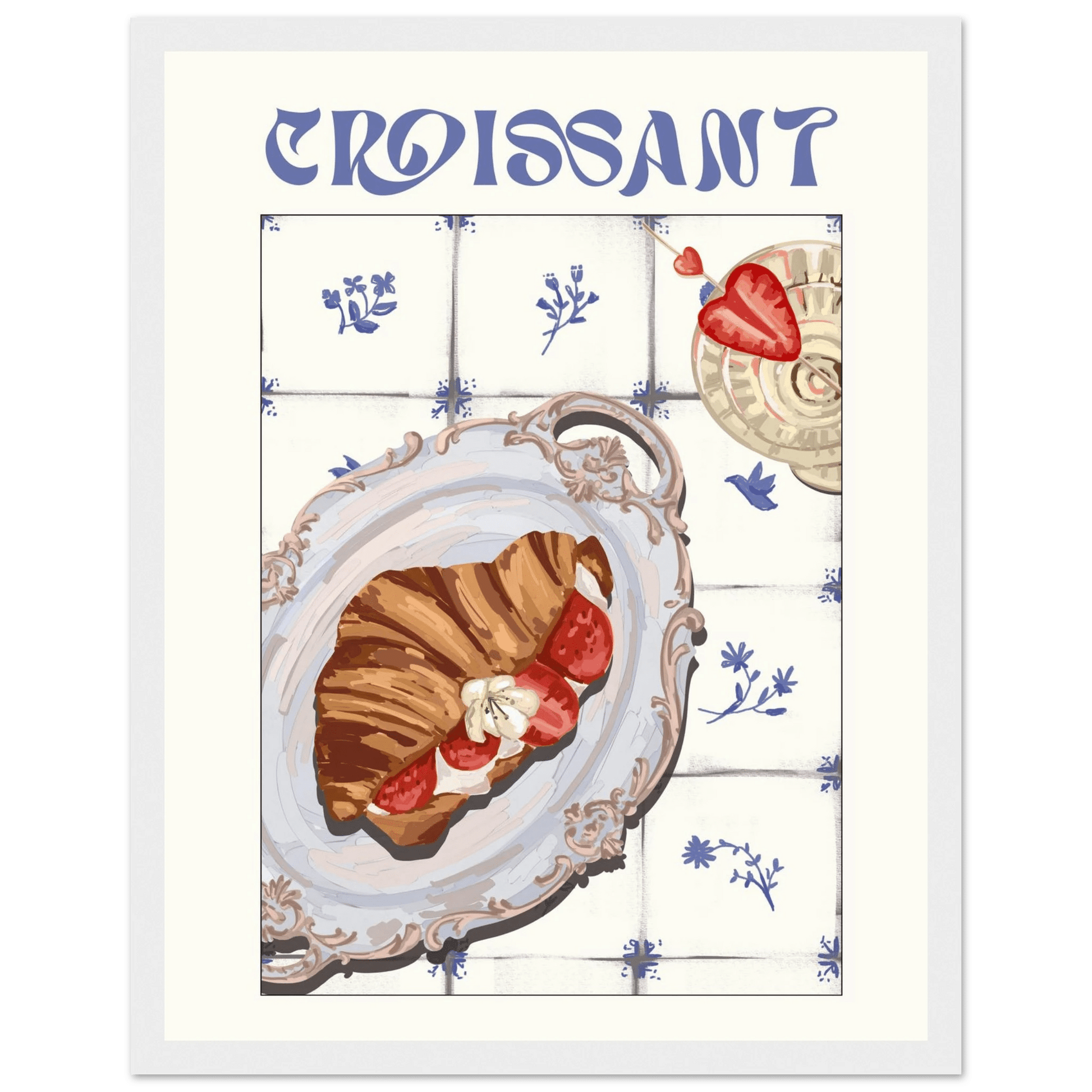 Croissant Poster – Charming French Breakfast Kitchen Wall Art Print (Digital & Printed Options) - Evergreen Posters