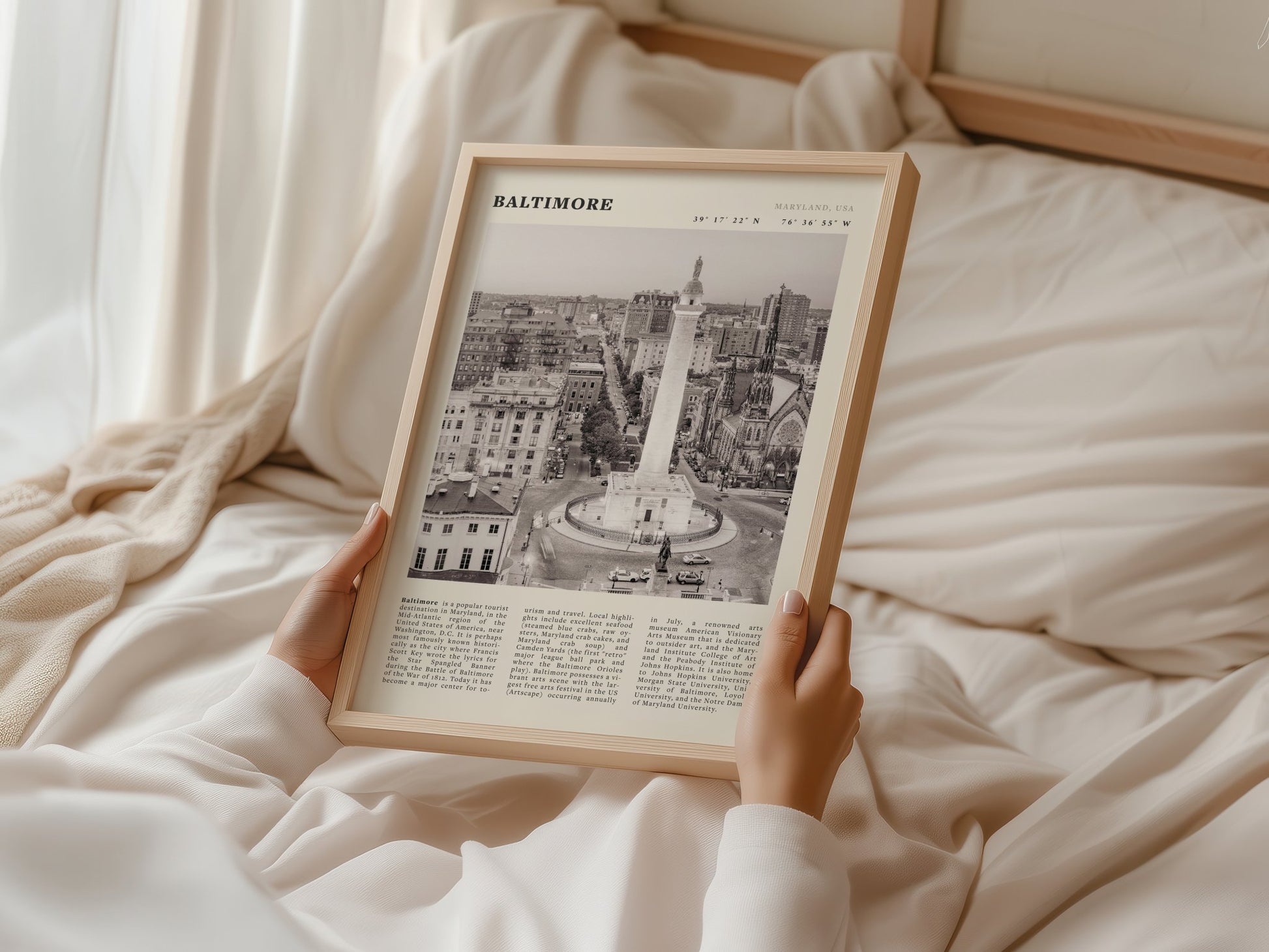 Baltimore Poster | Black & White Maryland City Wall Art | USA Travel Print - Evergreen Posters