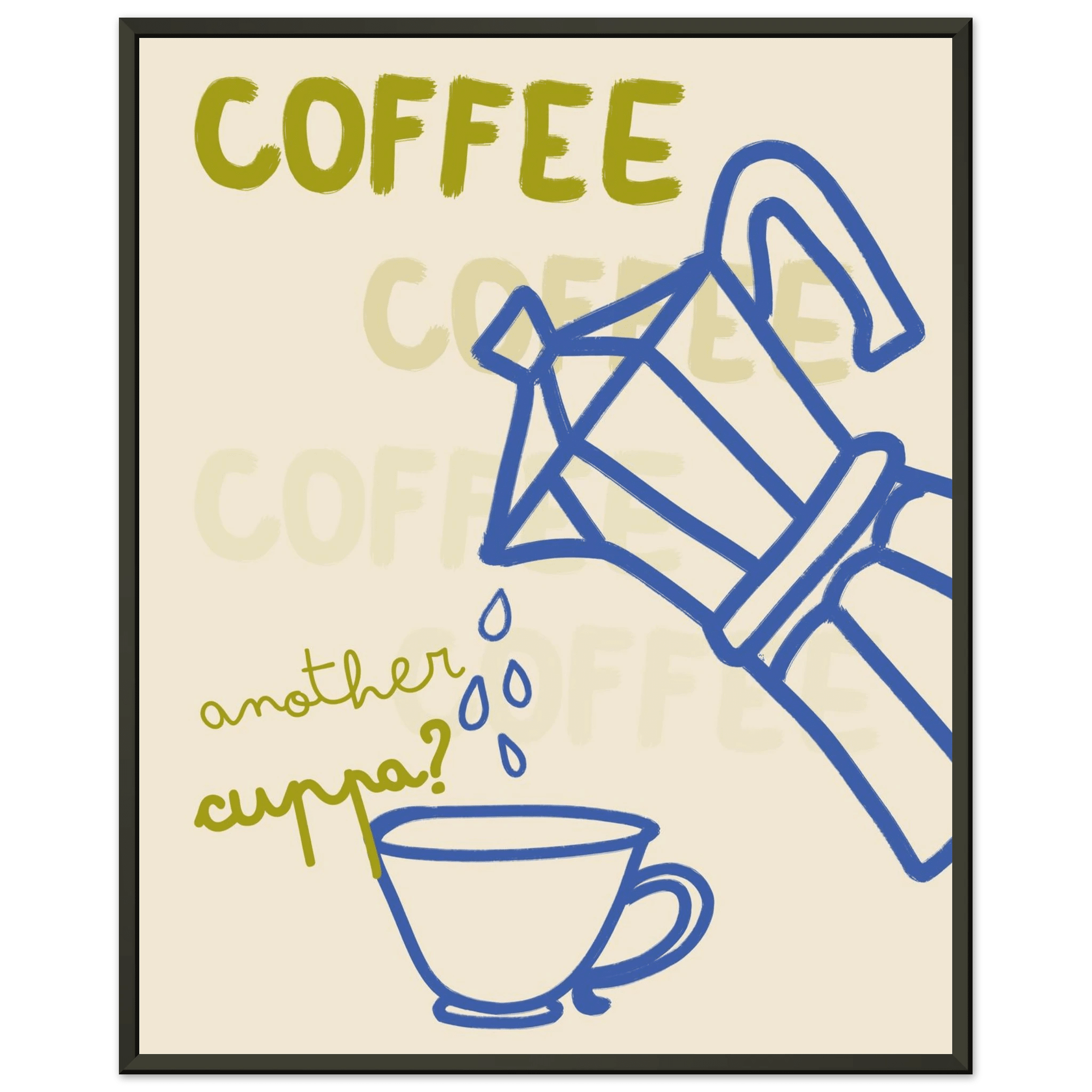 Coffee Print | Another Cuppa Moka Pot Wall Art | Kitchen Coffee Poster - Evergreen Posters