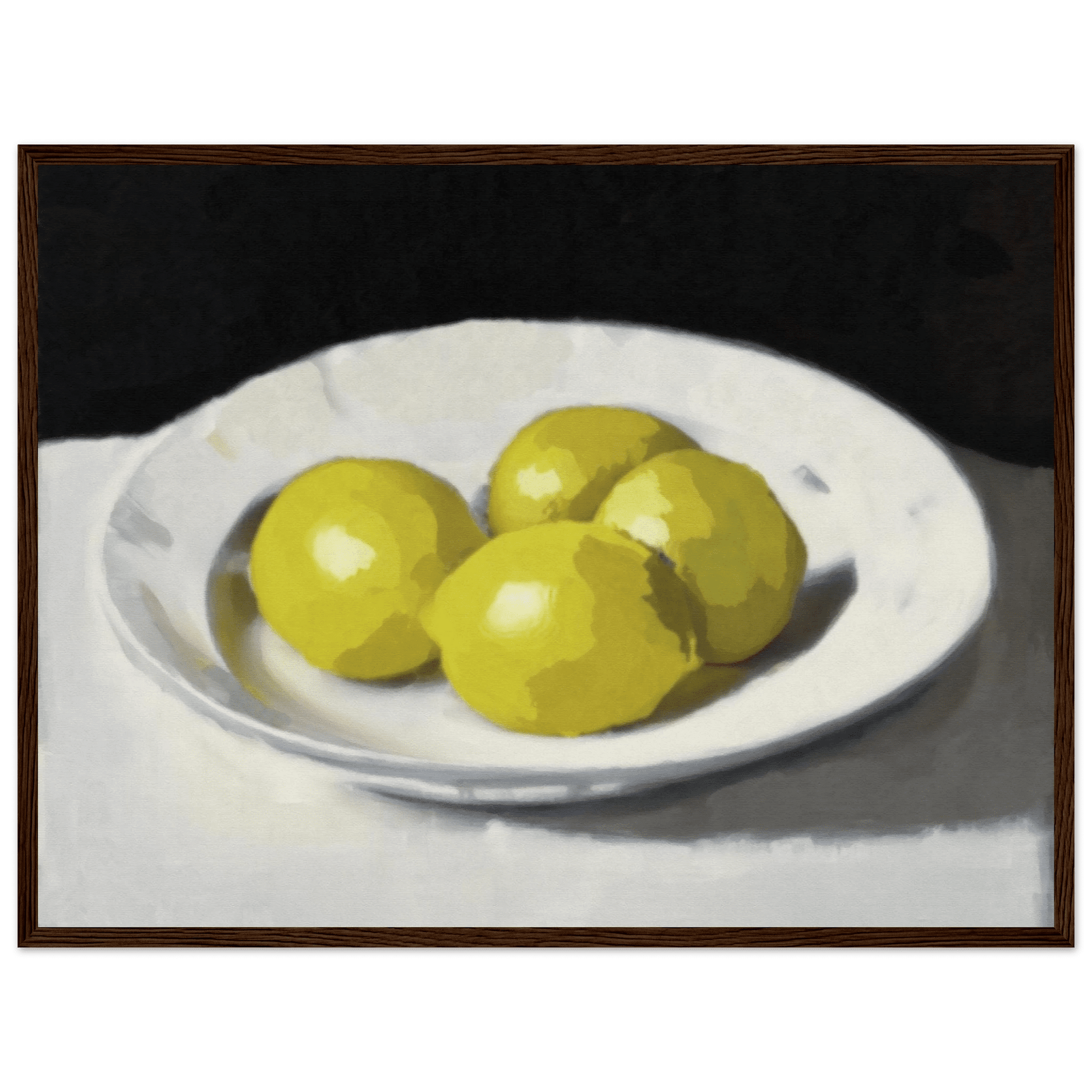 Lemons Print | Three Lemons Oil Painting Wall Art | Kitchen Still Life Poster - Evergreen Posters