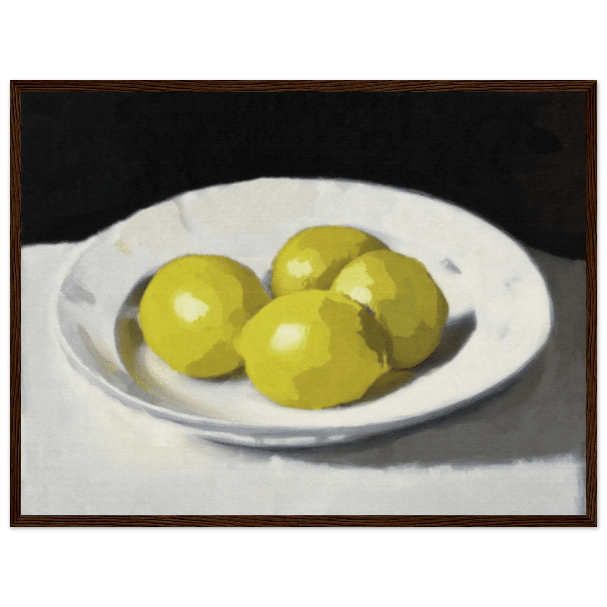 Lemons Print | Three Lemons Oil Painting Wall Art | Kitchen Still Life Poster - Evergreen Posters