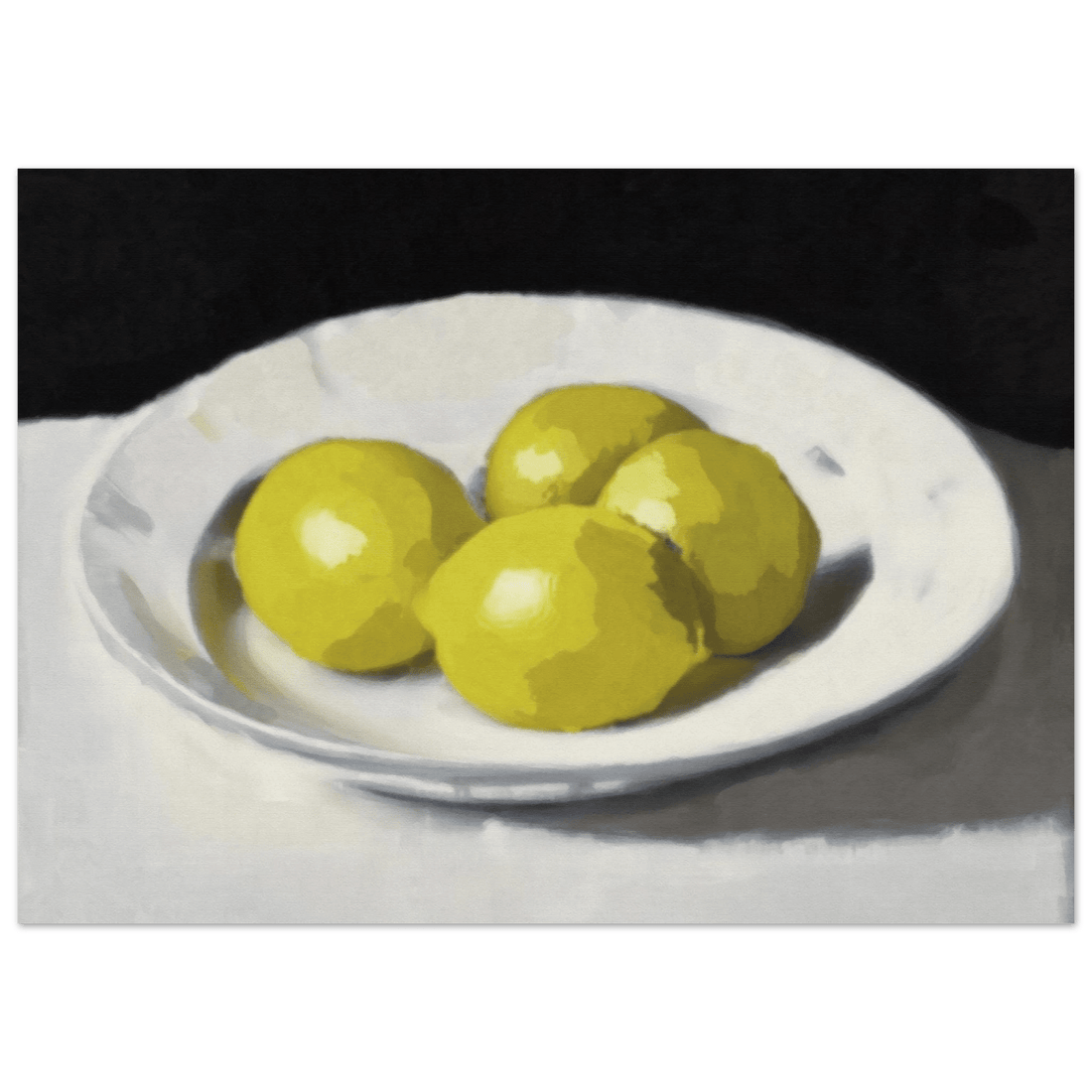 Lemons Print | Three Lemons Oil Painting Wall Art | Kitchen Still Life Poster - Evergreen Posters