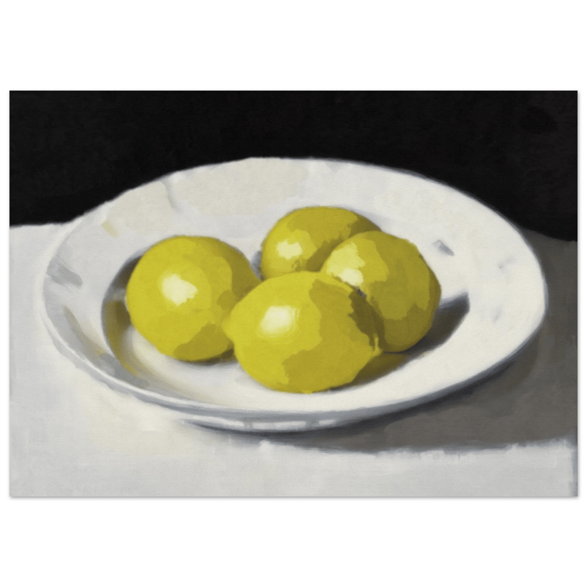 Lemons Print | Three Lemons Oil Painting Wall Art | Kitchen Still Life Poster - Evergreen Posters