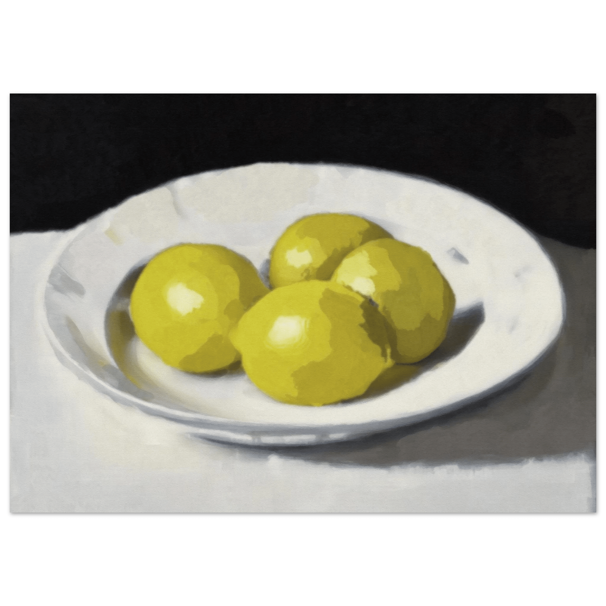 Lemons Print | Three Lemons Oil Painting Wall Art | Kitchen Still Life Poster - Evergreen Posters