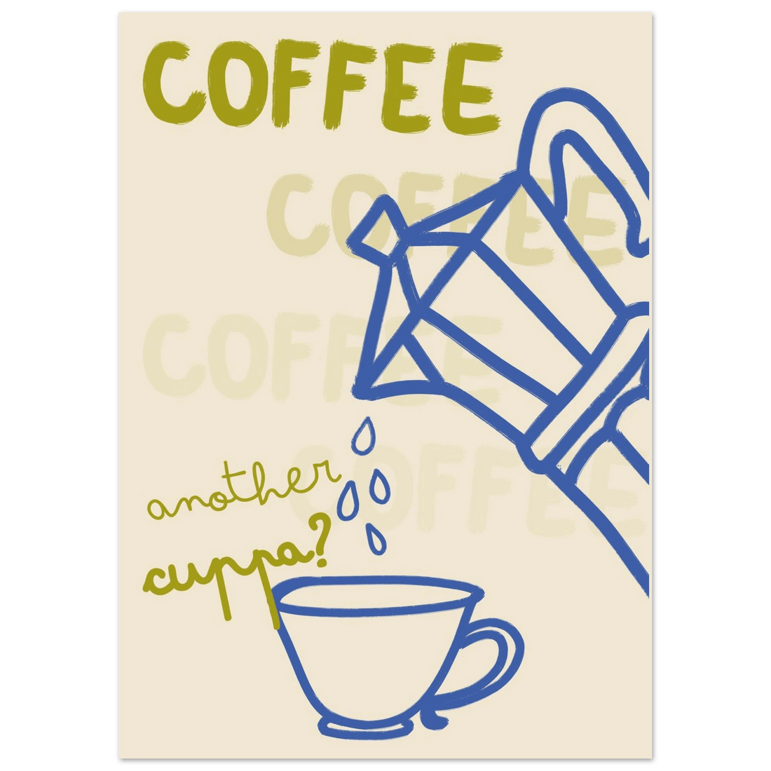 Coffee Print | Another Cuppa Moka Pot Wall Art | Kitchen Coffee Poster - Evergreen Posters
