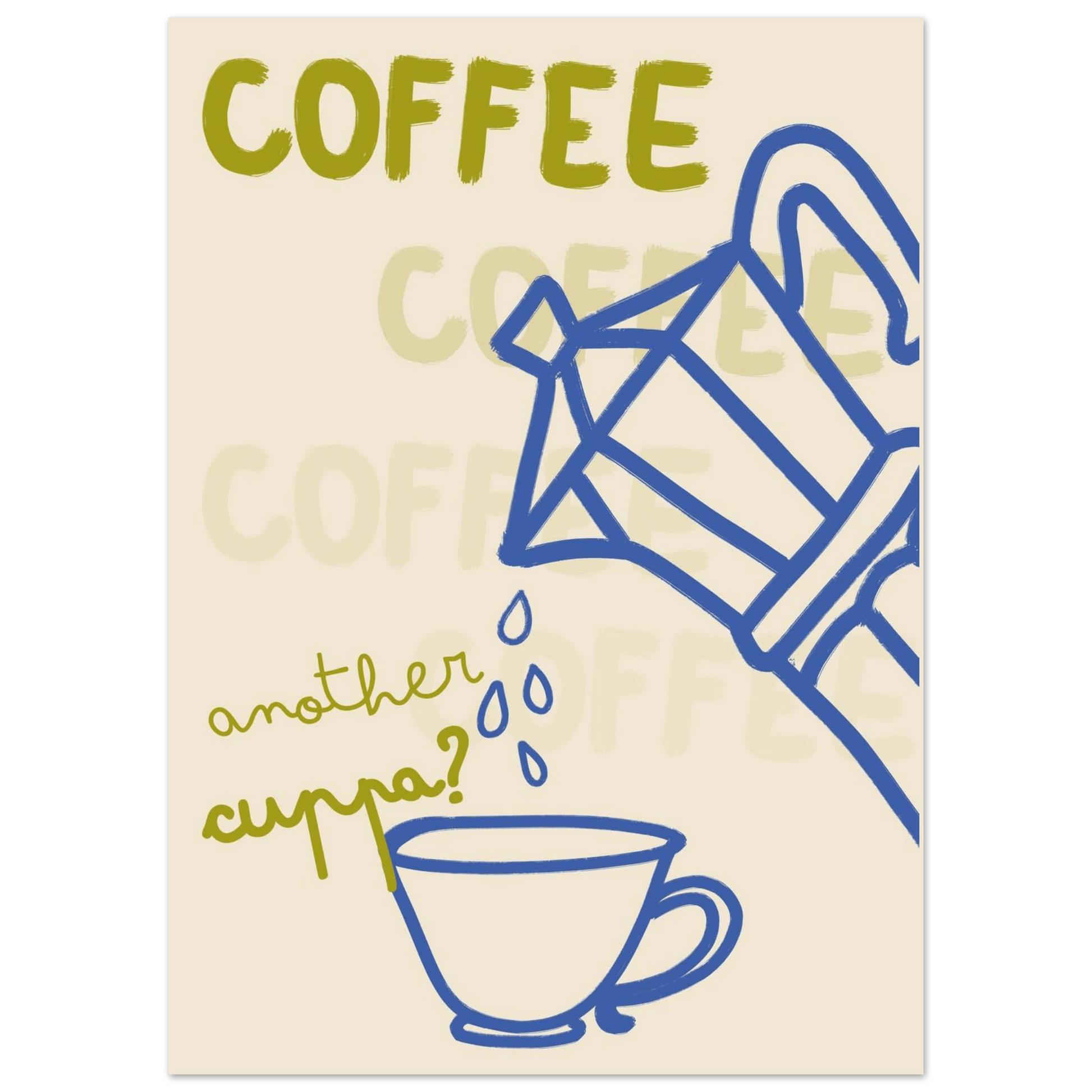 Coffee Print | Another Cuppa Moka Pot Wall Art | Kitchen Coffee Poster - Evergreen Posters