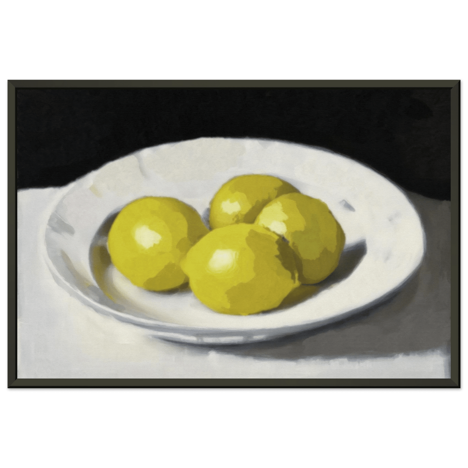 Lemons Print | Three Lemons Oil Painting Wall Art | Kitchen Still Life Poster - Evergreen Posters
