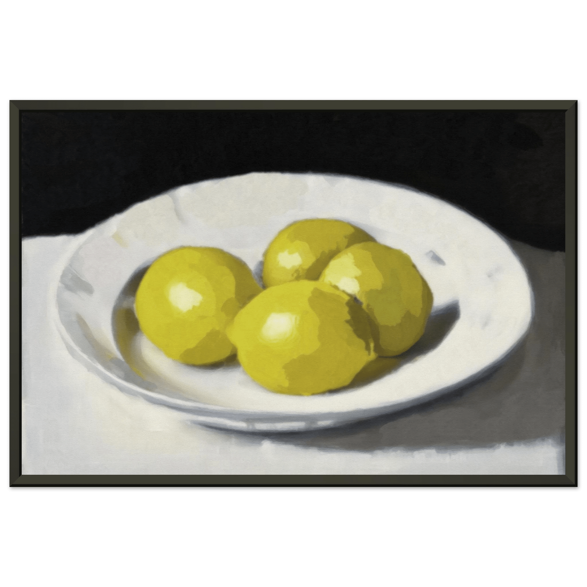 Lemons Print | Three Lemons Oil Painting Wall Art | Kitchen Still Life Poster - Evergreen Posters