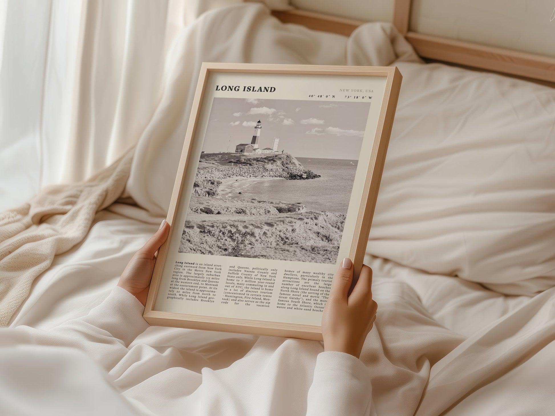 Long Island Poster | Black & White Montauk Lighthouse Wall Art | New York Print - Evergreen Posters