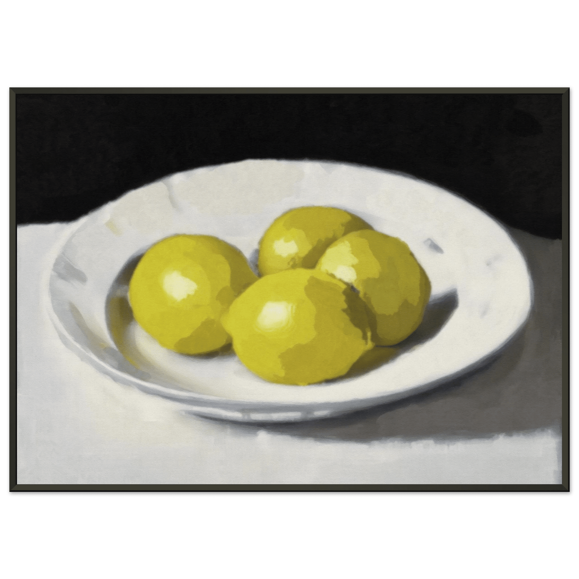 Lemons Print | Three Lemons Oil Painting Wall Art | Kitchen Still Life Poster - Evergreen Posters