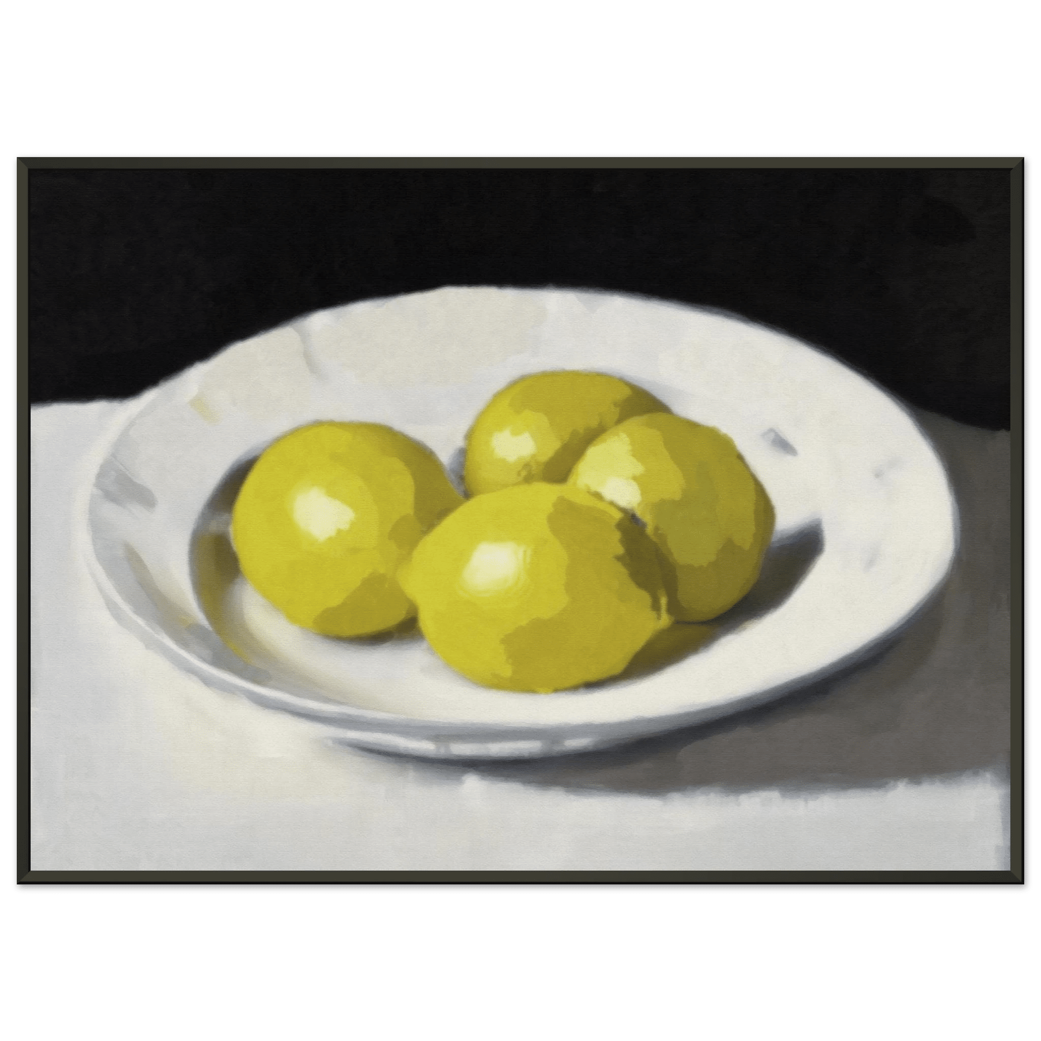 Lemons Print | Three Lemons Oil Painting Wall Art | Kitchen Still Life Poster - Evergreen Posters