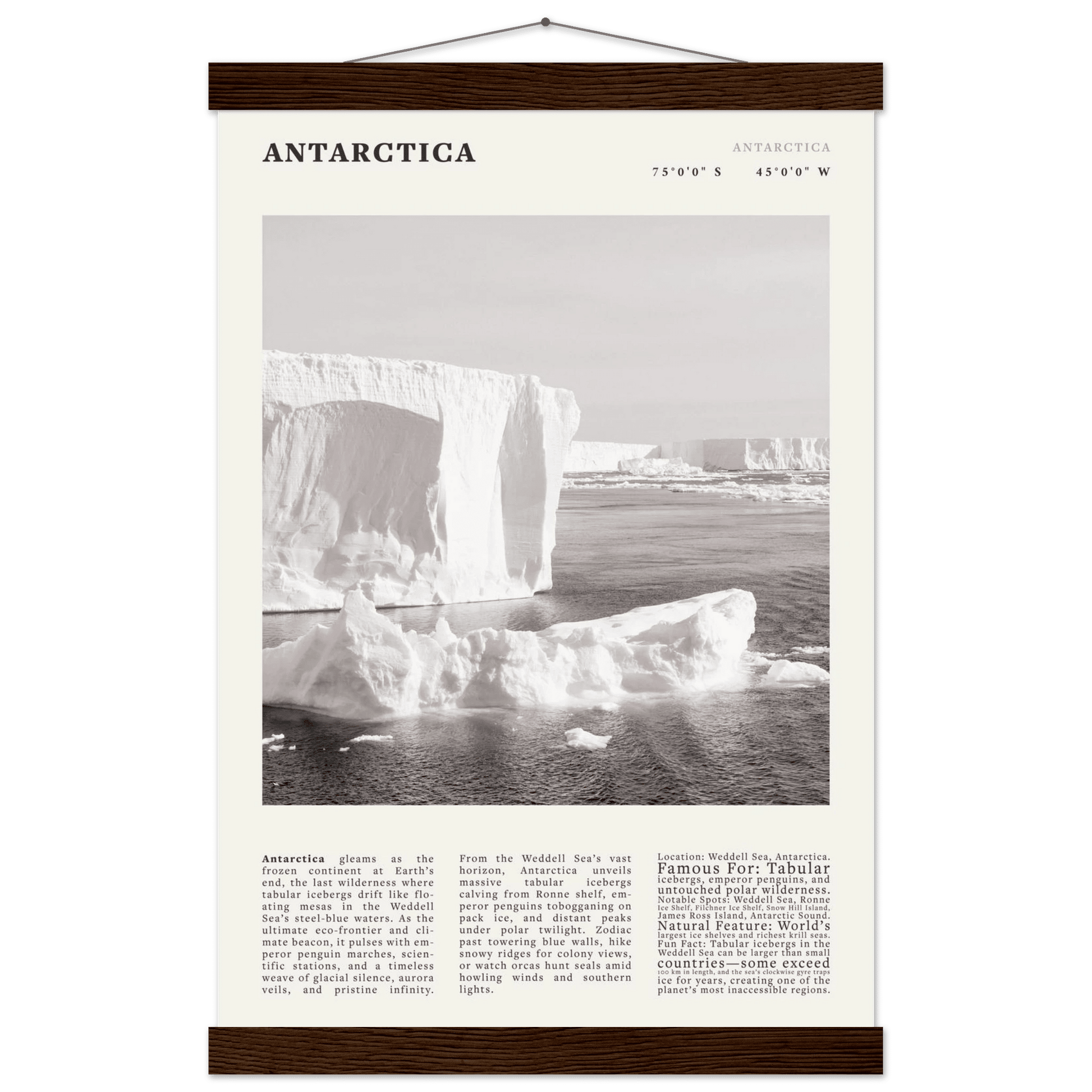 Antarctica Poster Black and White – Vintage Weddell Sea Iceberg Print (Digital & Printed Options) - Evergreen Posters