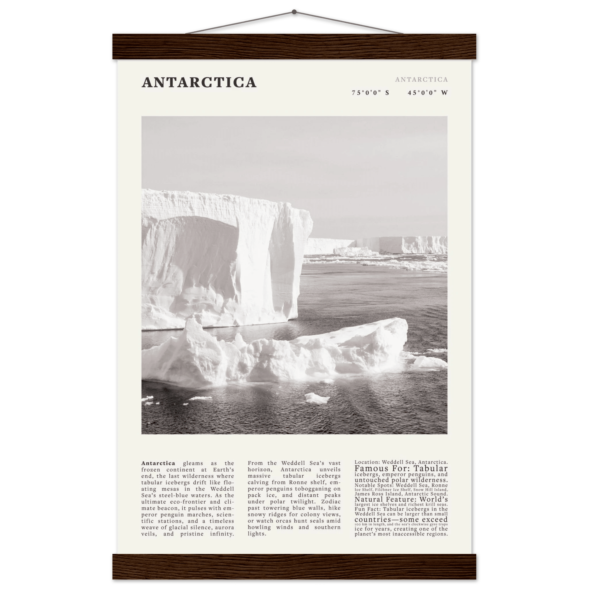Antarctica Poster Black and White – Vintage Weddell Sea Iceberg Print (Digital & Printed Options) - Evergreen Posters