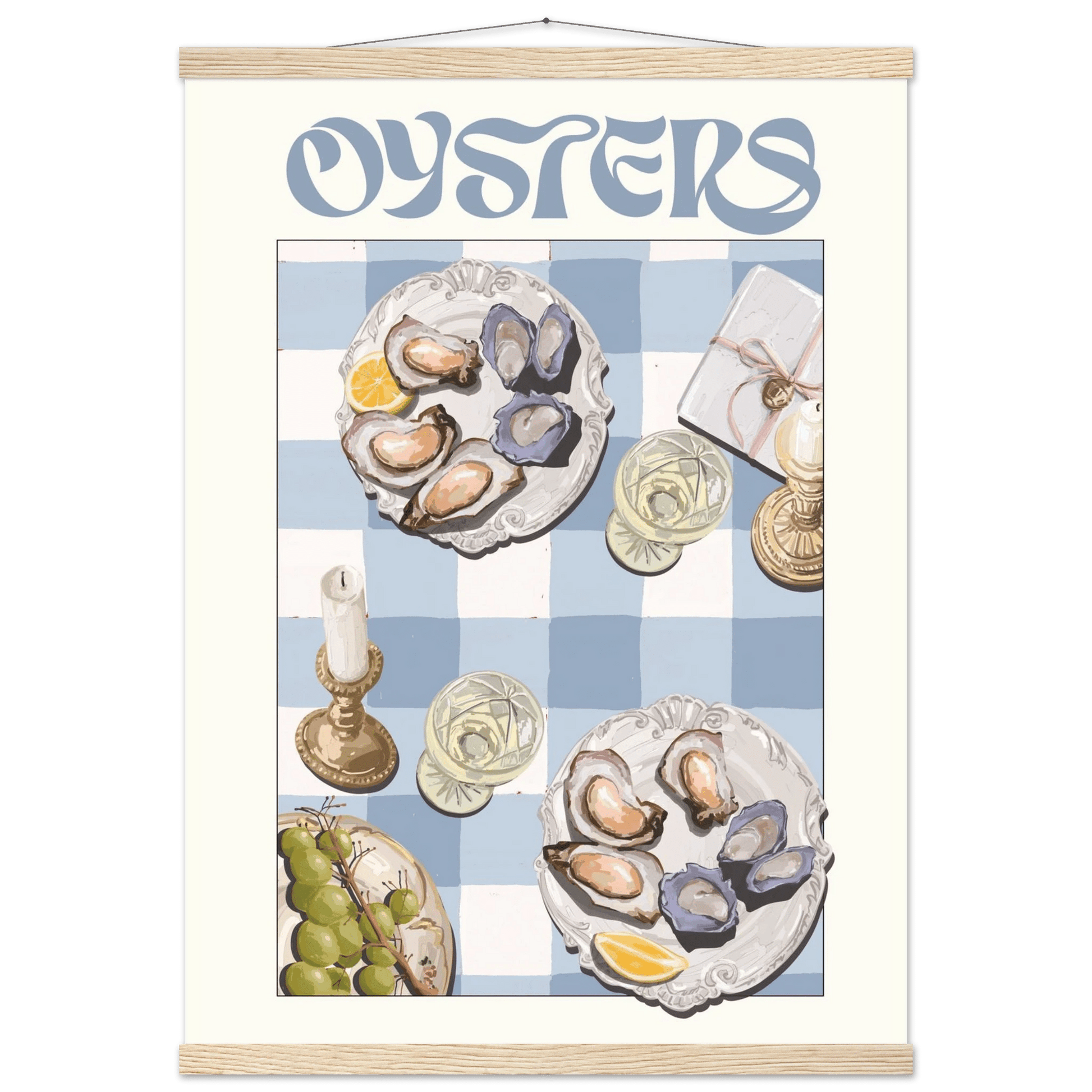 Oysters Poster – Playful Seafood Kitchen Wall Art Print (Digital & Printed Options) - Evergreen Posters