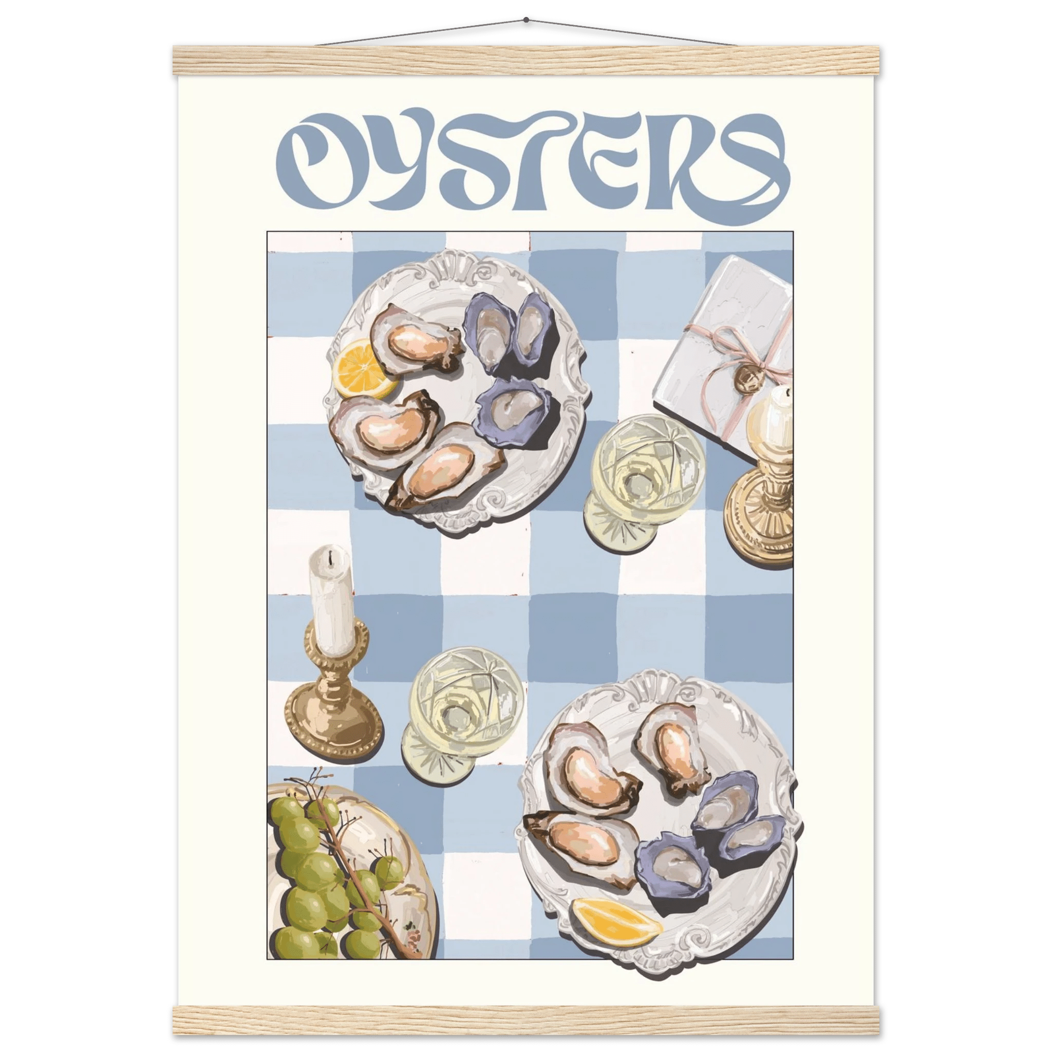 Oysters Poster – Playful Seafood Kitchen Wall Art Print (Digital & Printed Options) - Evergreen Posters