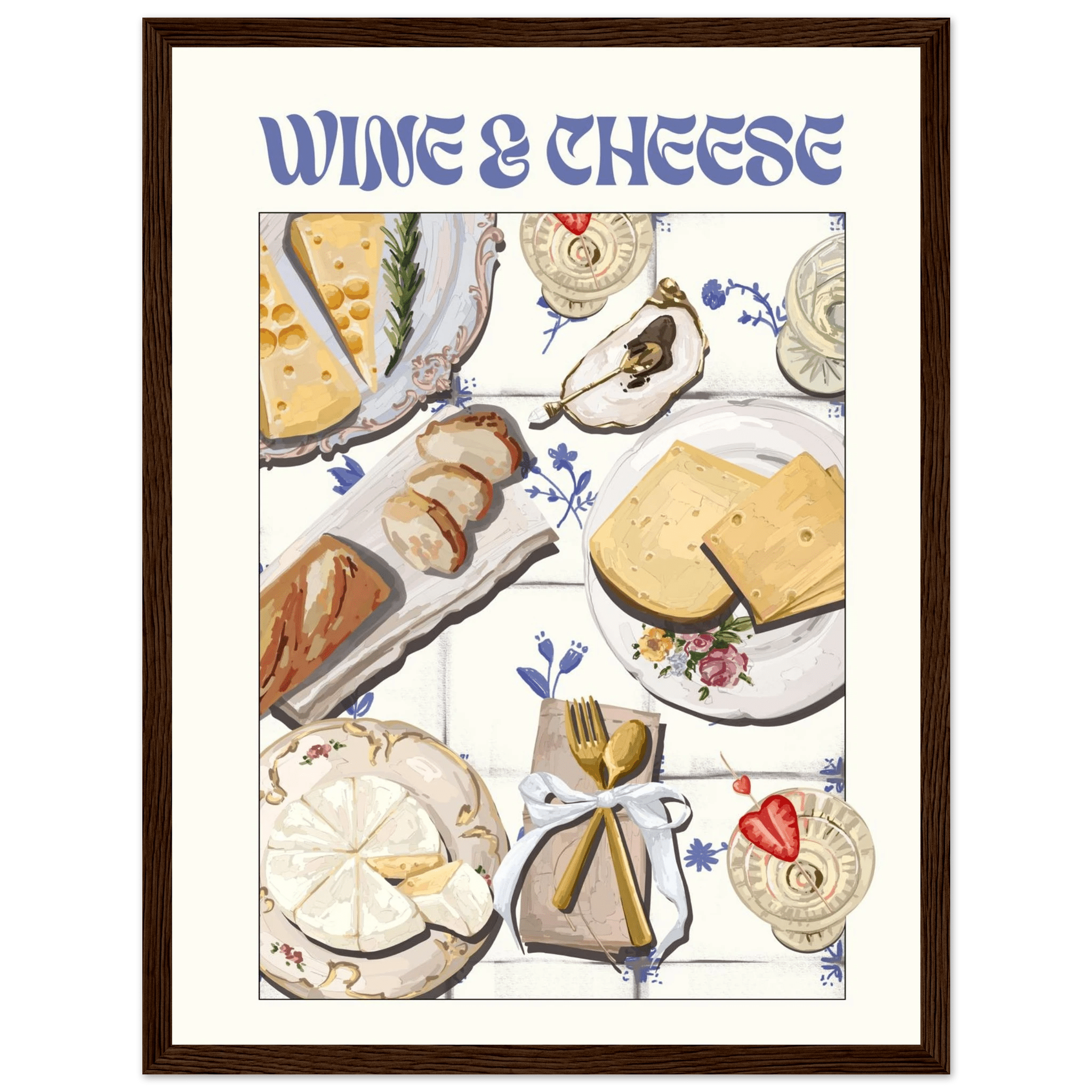 Wine & Cheese Poster – Elegant Kitchen & Dining Wall Art Print (Digital & Printed Options) - Evergreen Posters