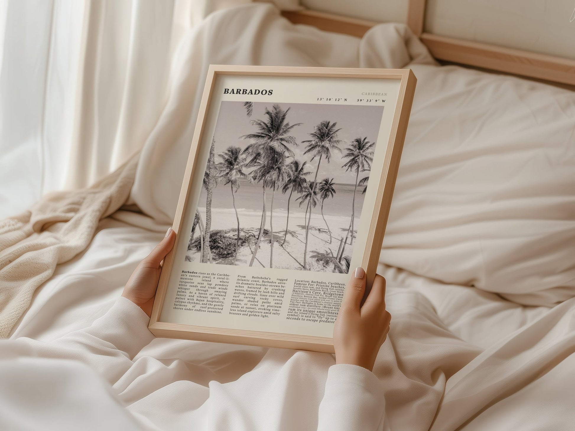 Barbados Poster Black and White – Vintage Caribbean Palm Beach Print (Digital & Printed Options) - Evergreen Posters