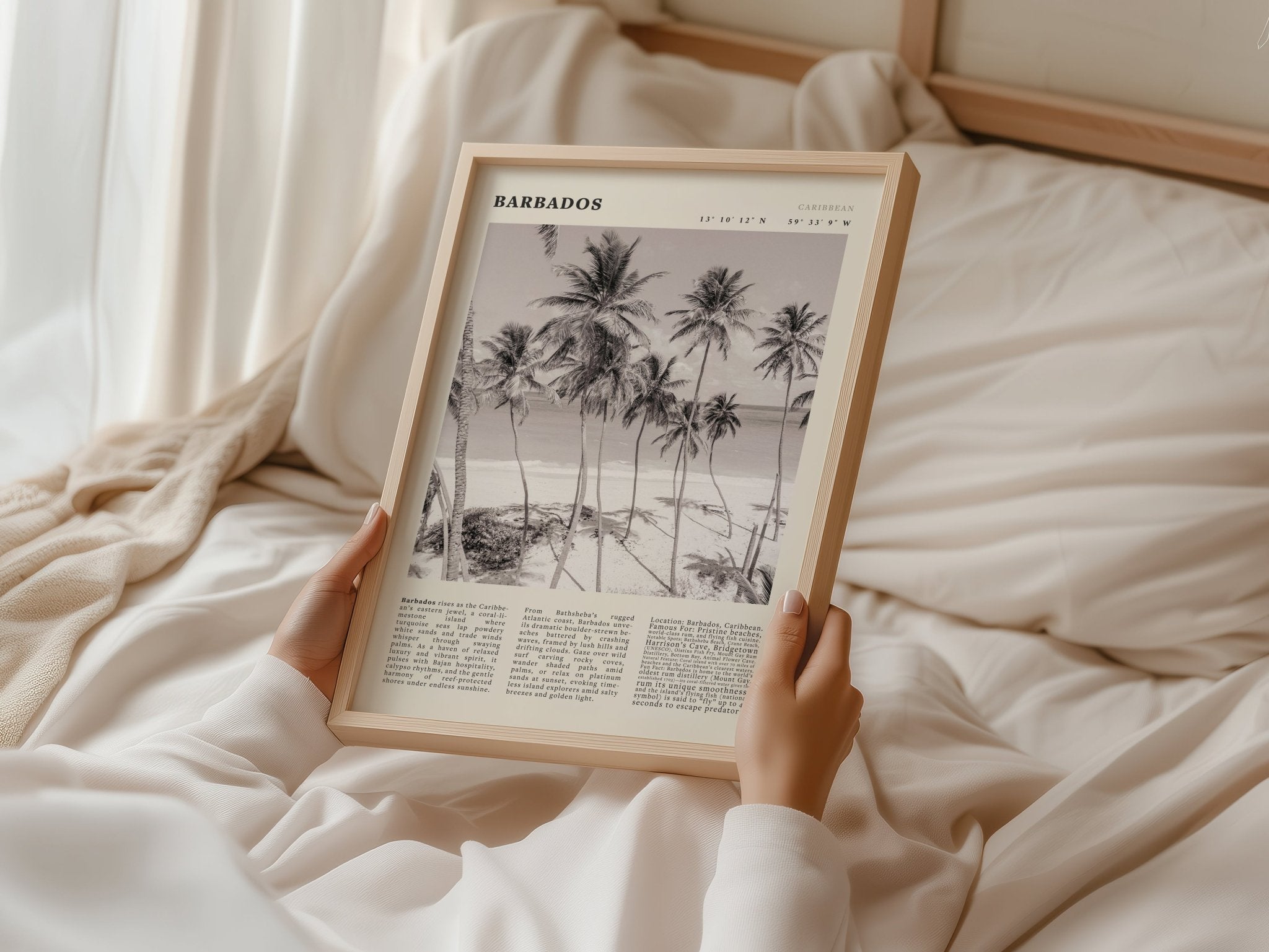 Barbados Poster Black and White – Vintage Caribbean Palm Beach Print (Digital & Printed Options) - Evergreen Posters